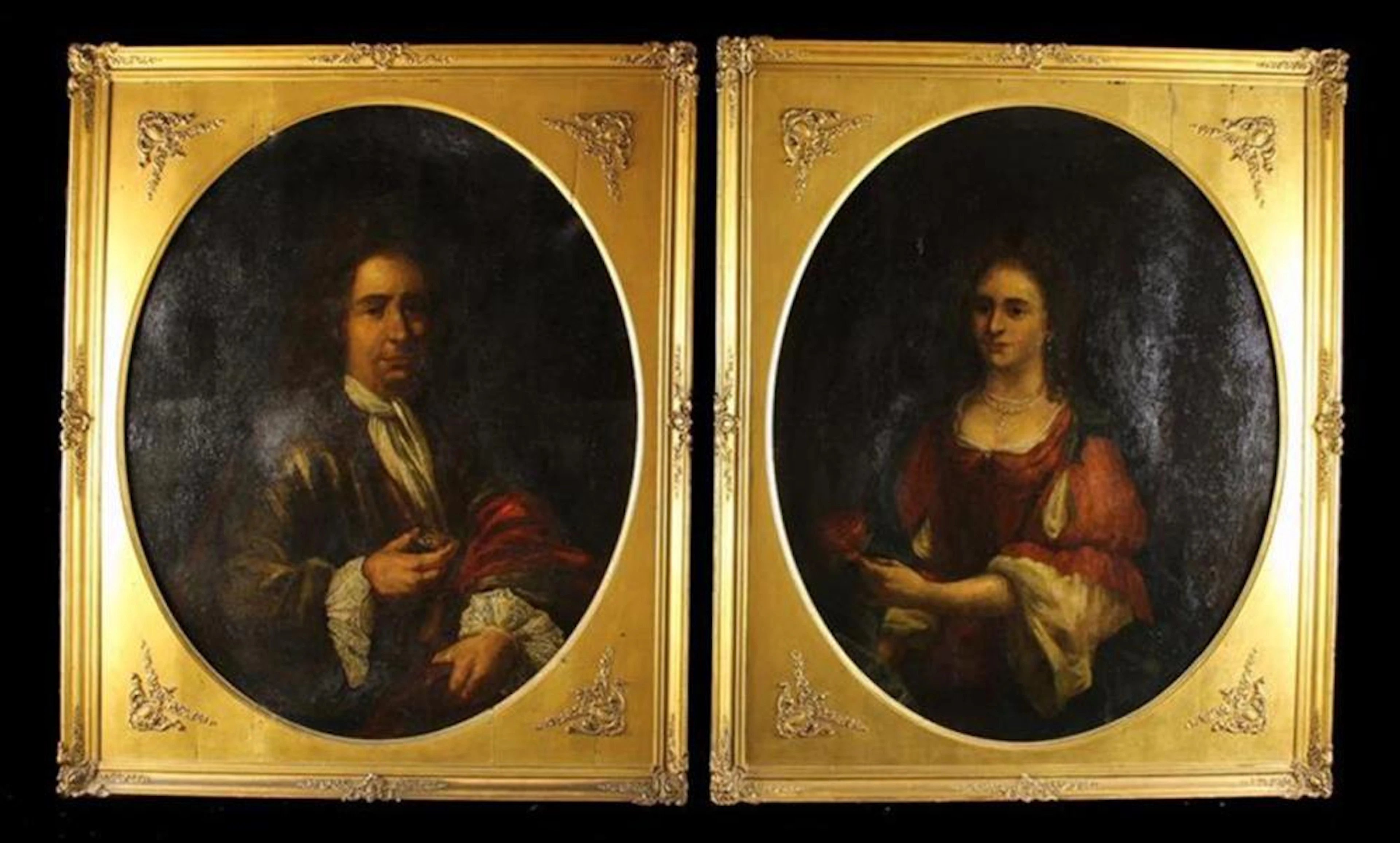 A Pair of Late 17th/Early 18th Century Oval Oils on...