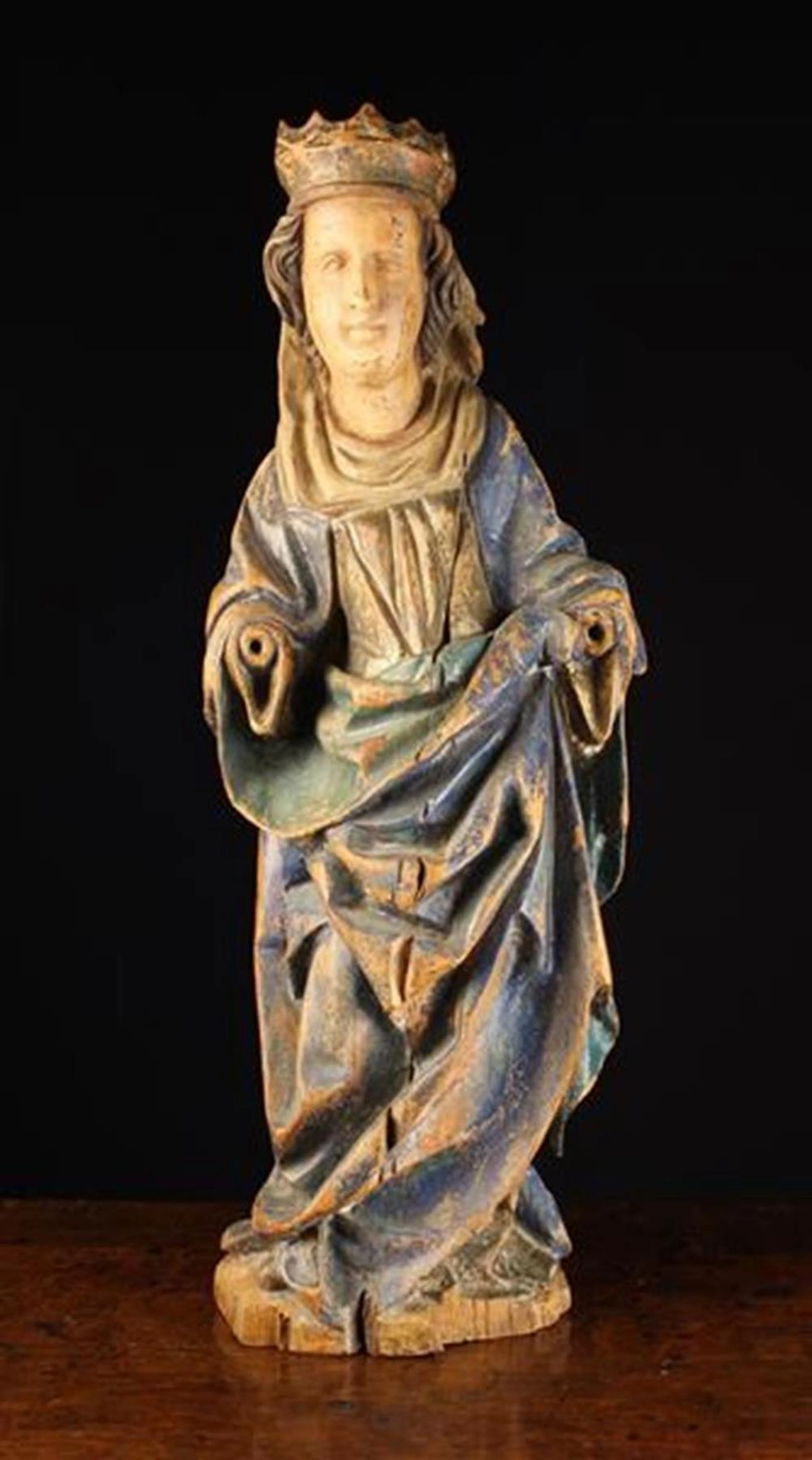A Late 15th/Early 16th Century Carved & Polychromed...