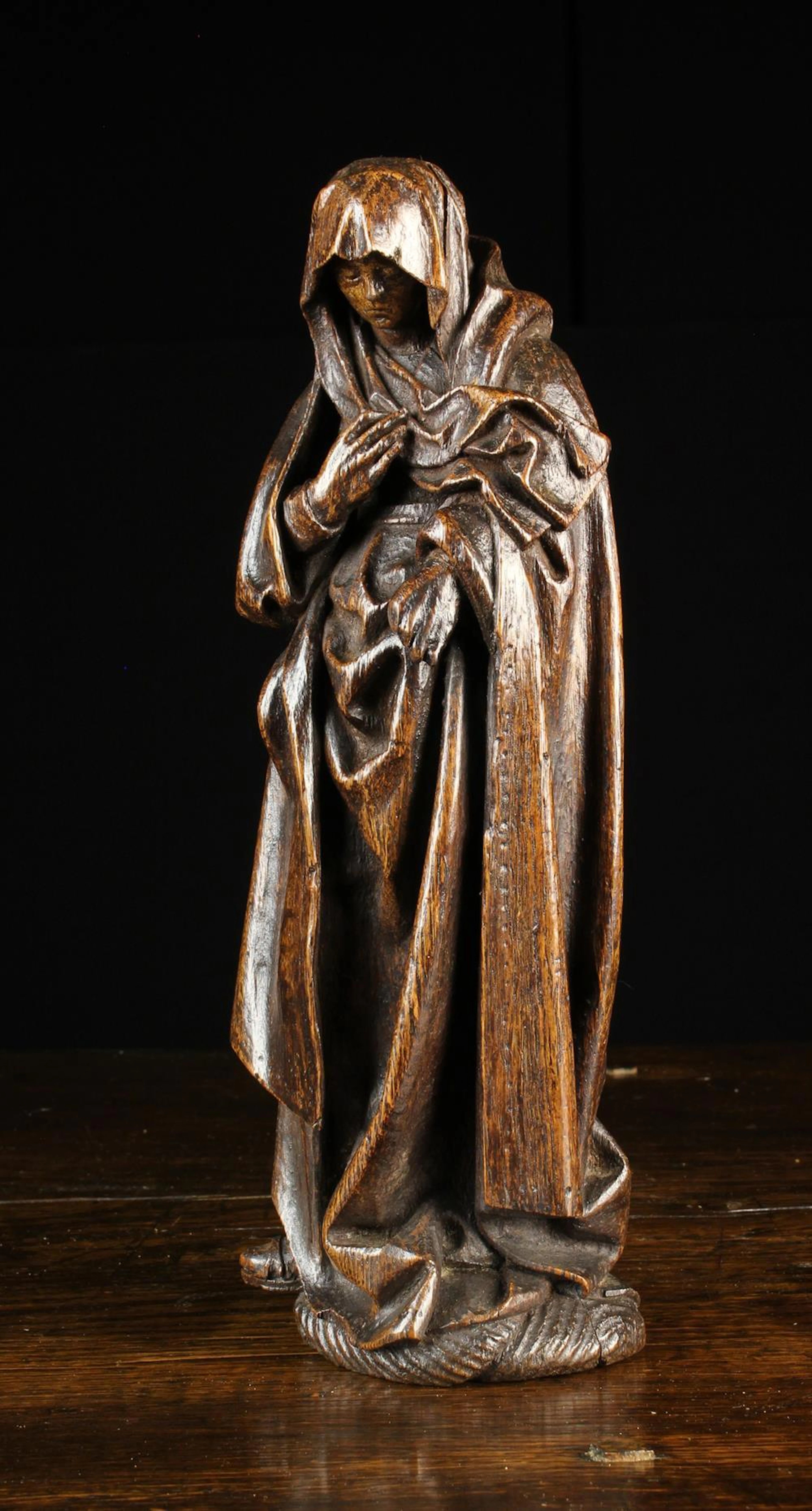 A Small 15th/Early 16th Century Oak Carving of Mary...