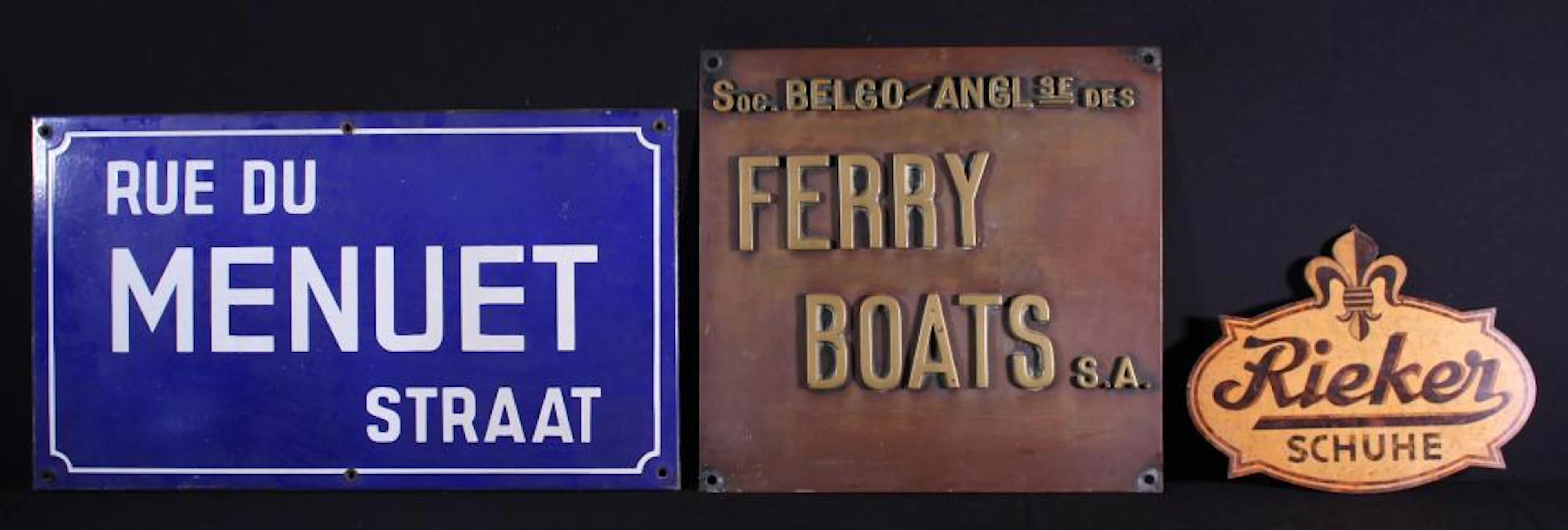 A Vintage Continental Enamelled Street Sign with white...