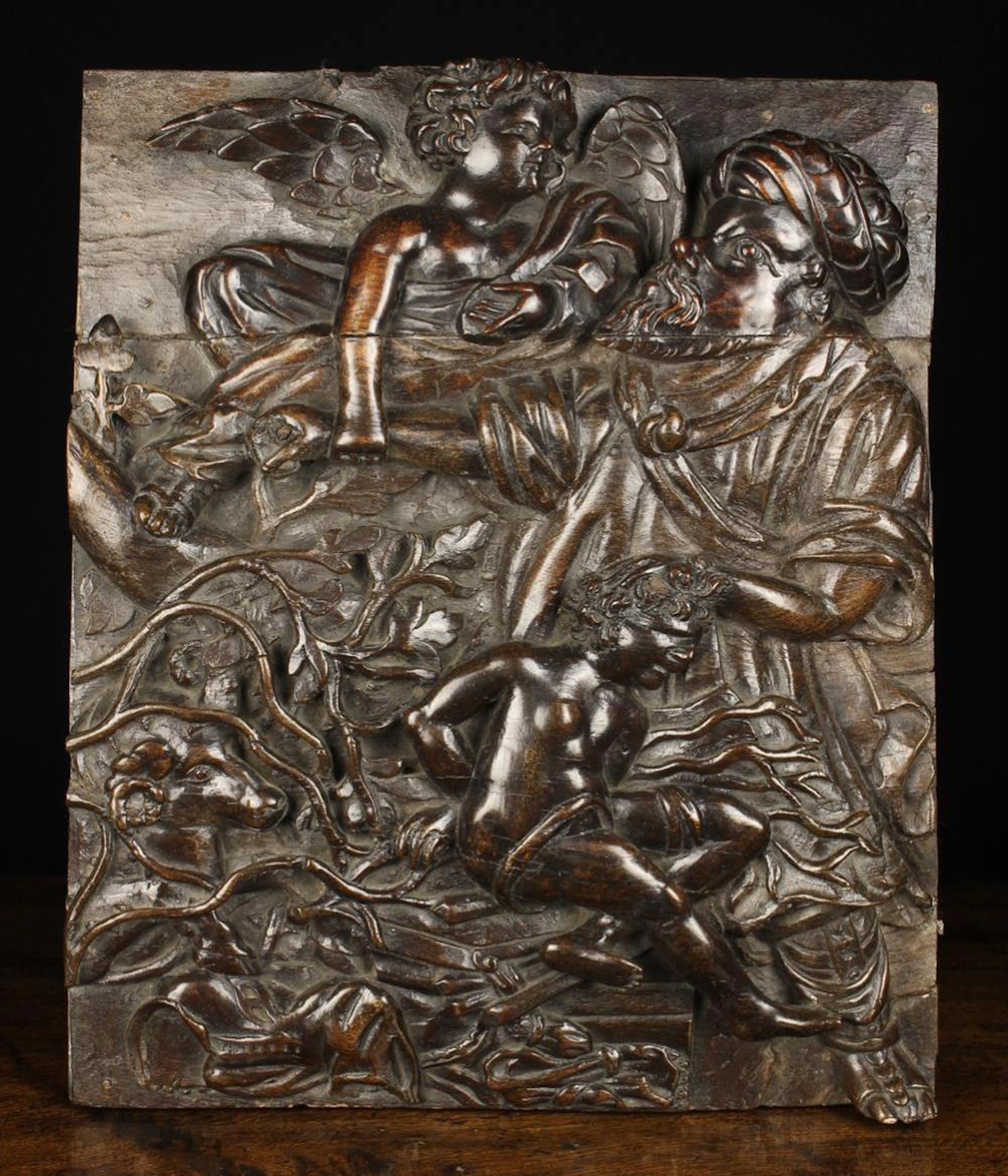 A Splendid Early 17th Century Oak Allegorical Panel...