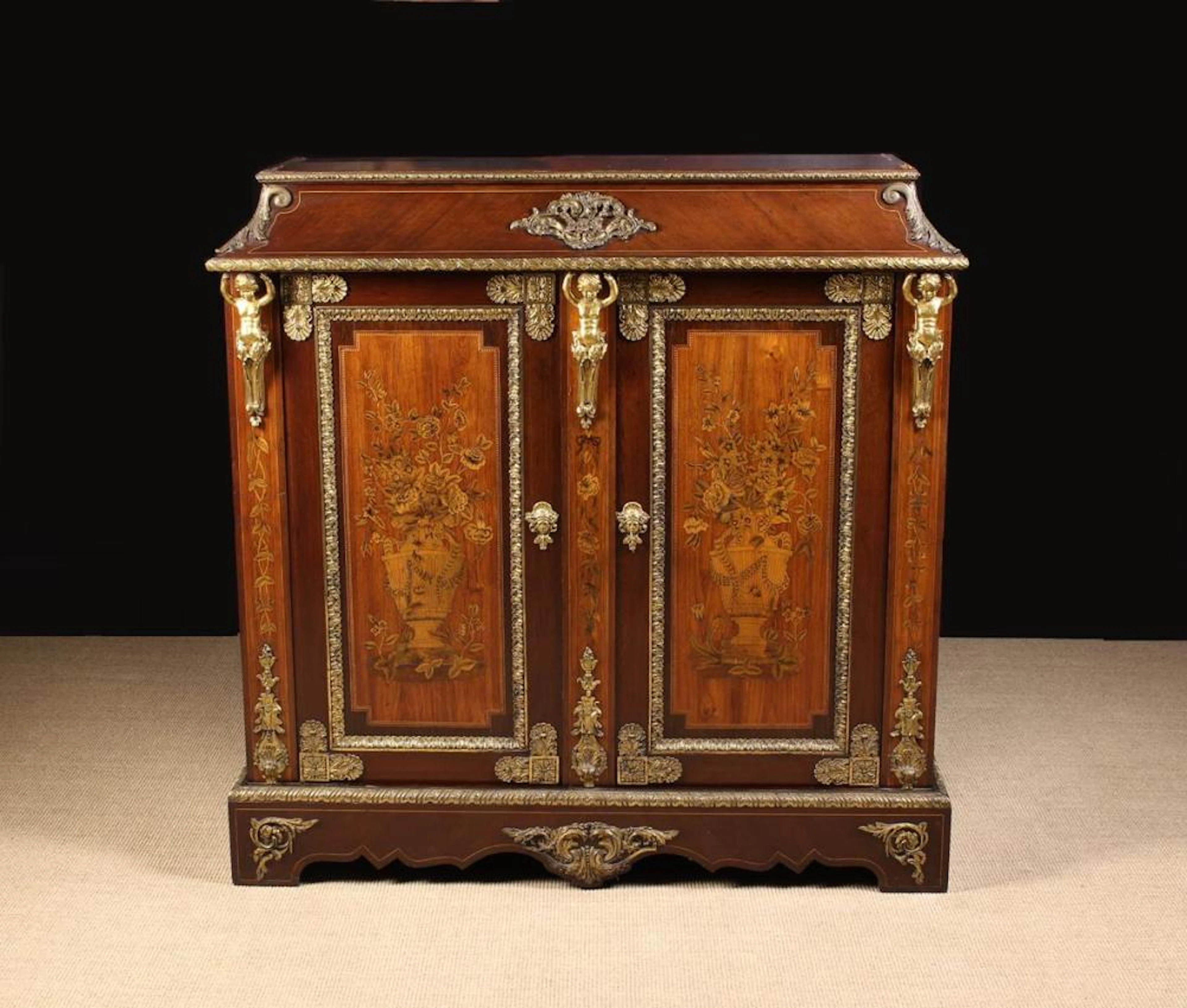 A Fine Vintage Marquetry Cabinet with gilt bronze mounts