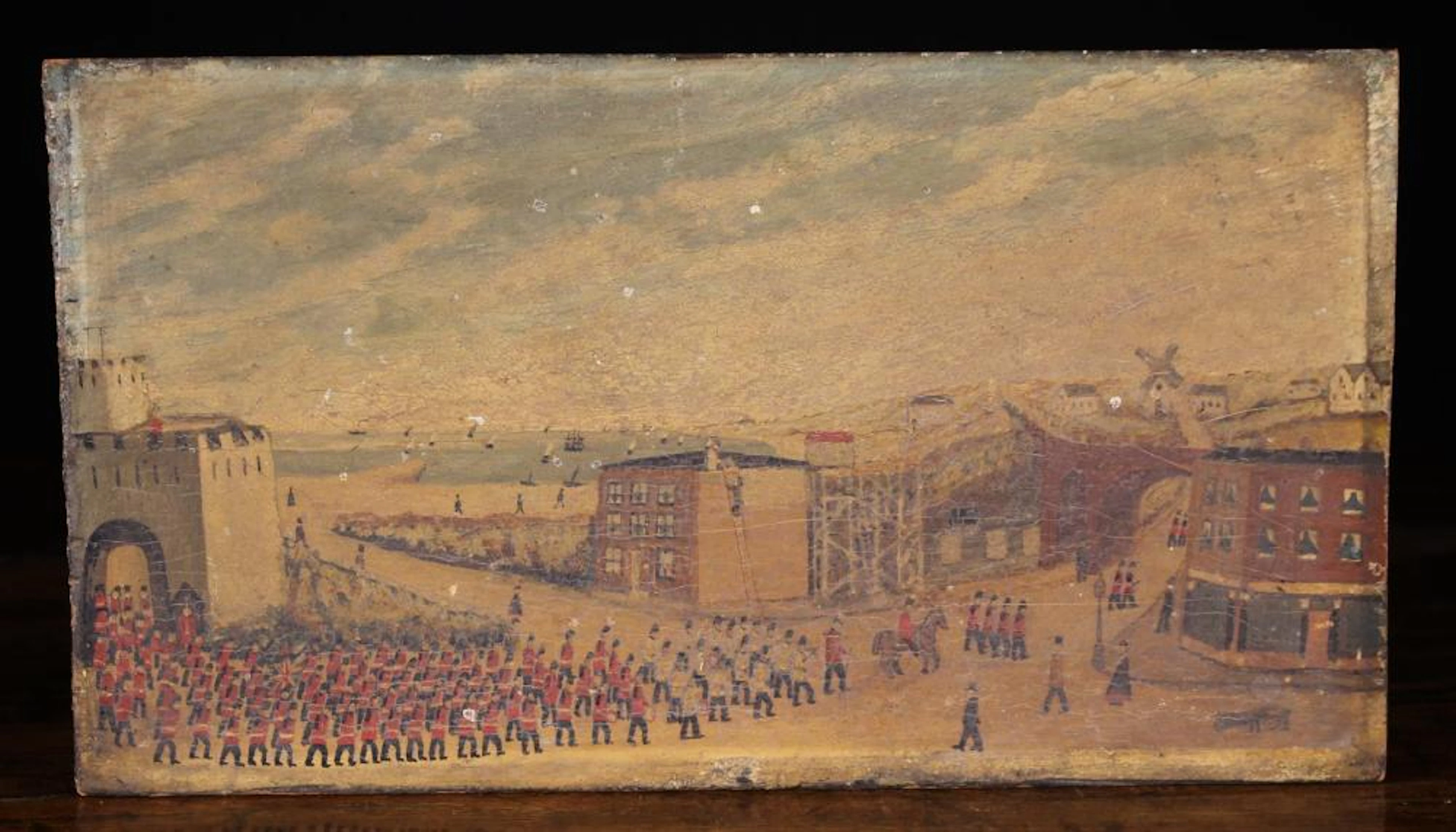 A 19th Century Primitive Painting on Pine Panel depicting...