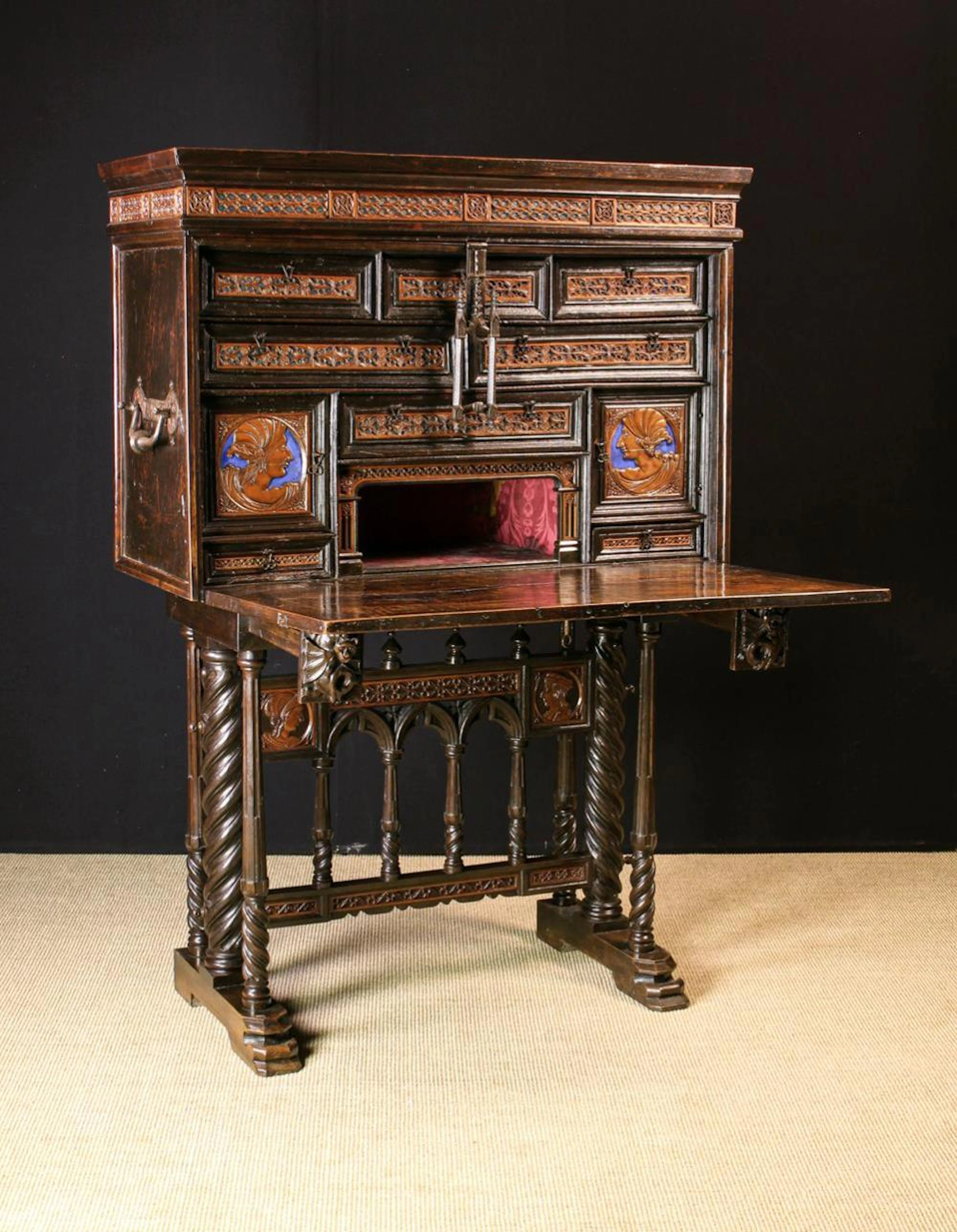 A 19th Century Walnut Bargueño on Stand in the 16th century style