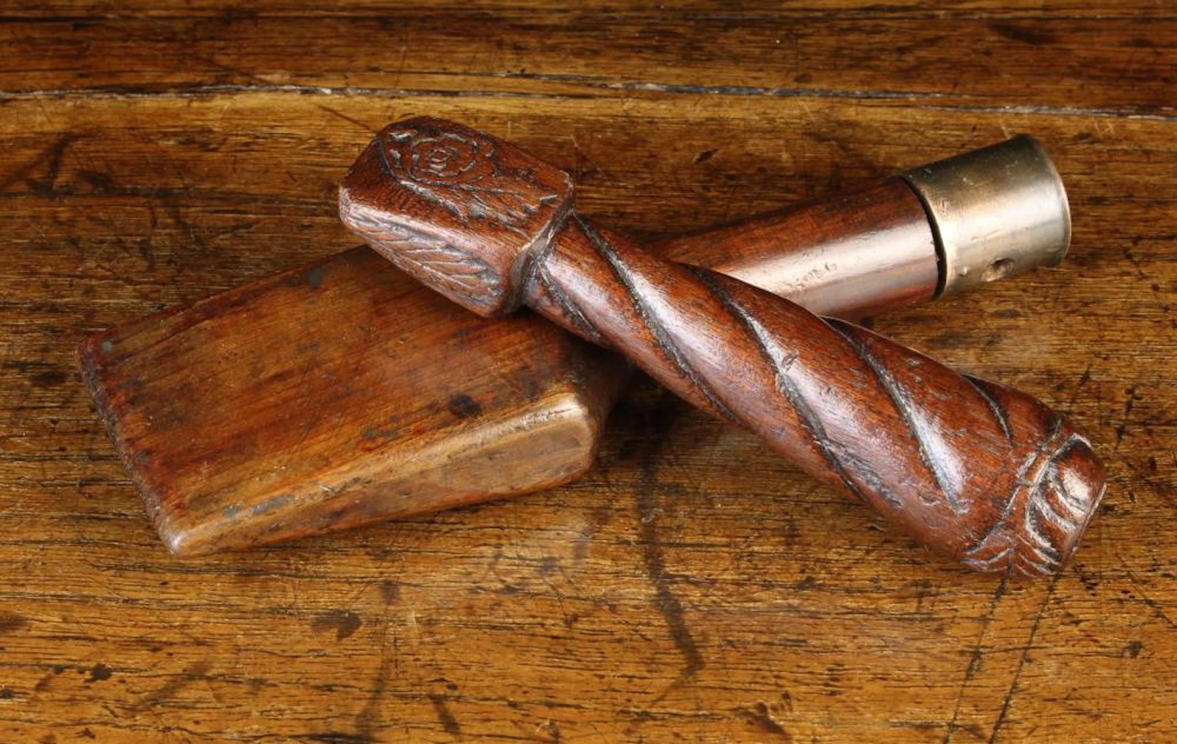 Two 19th Century Treen Sailor's Seam Rubbers: One of...