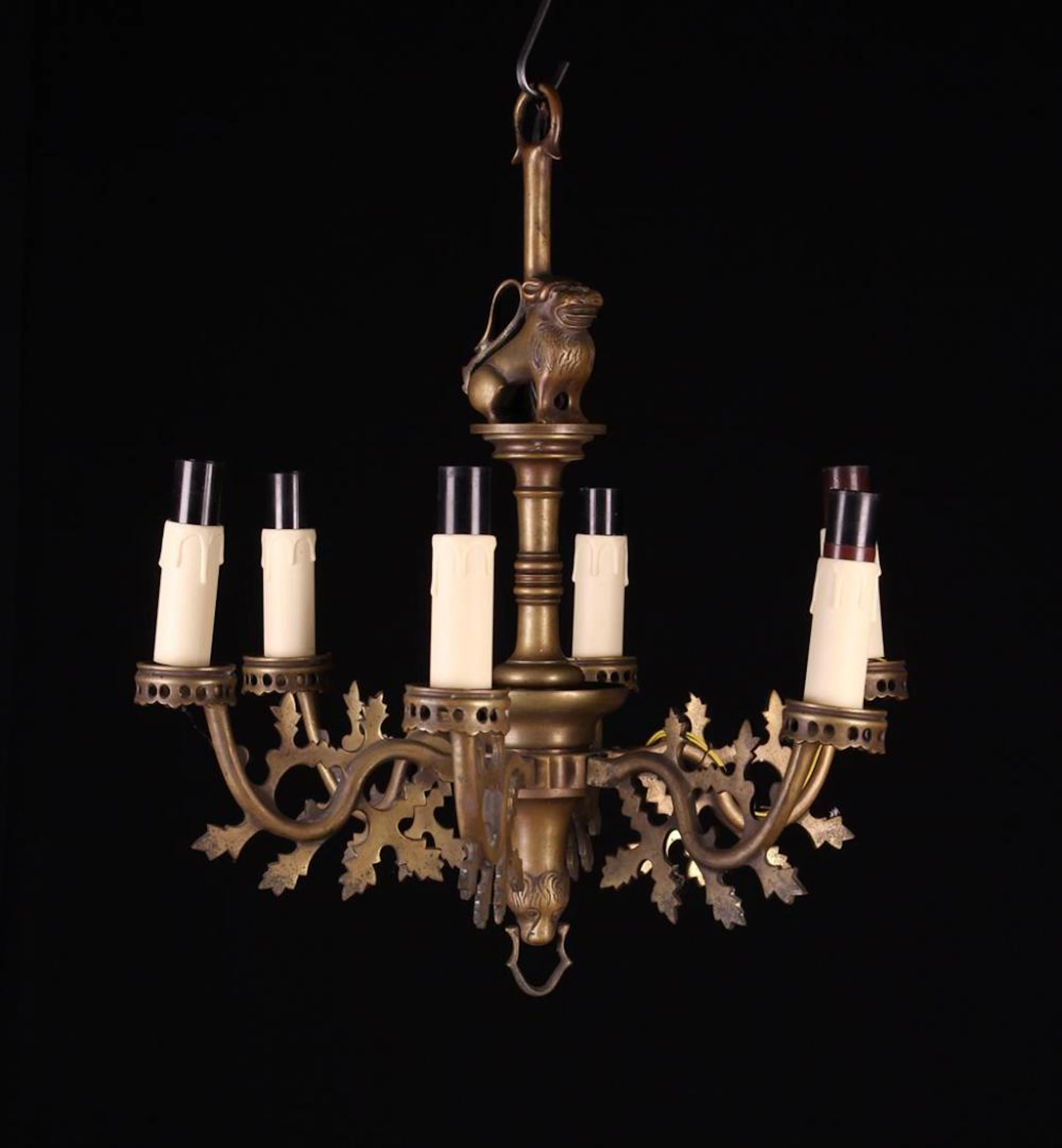 A Small 19th Century Flemish Brass Neo-Gothic Chandelier