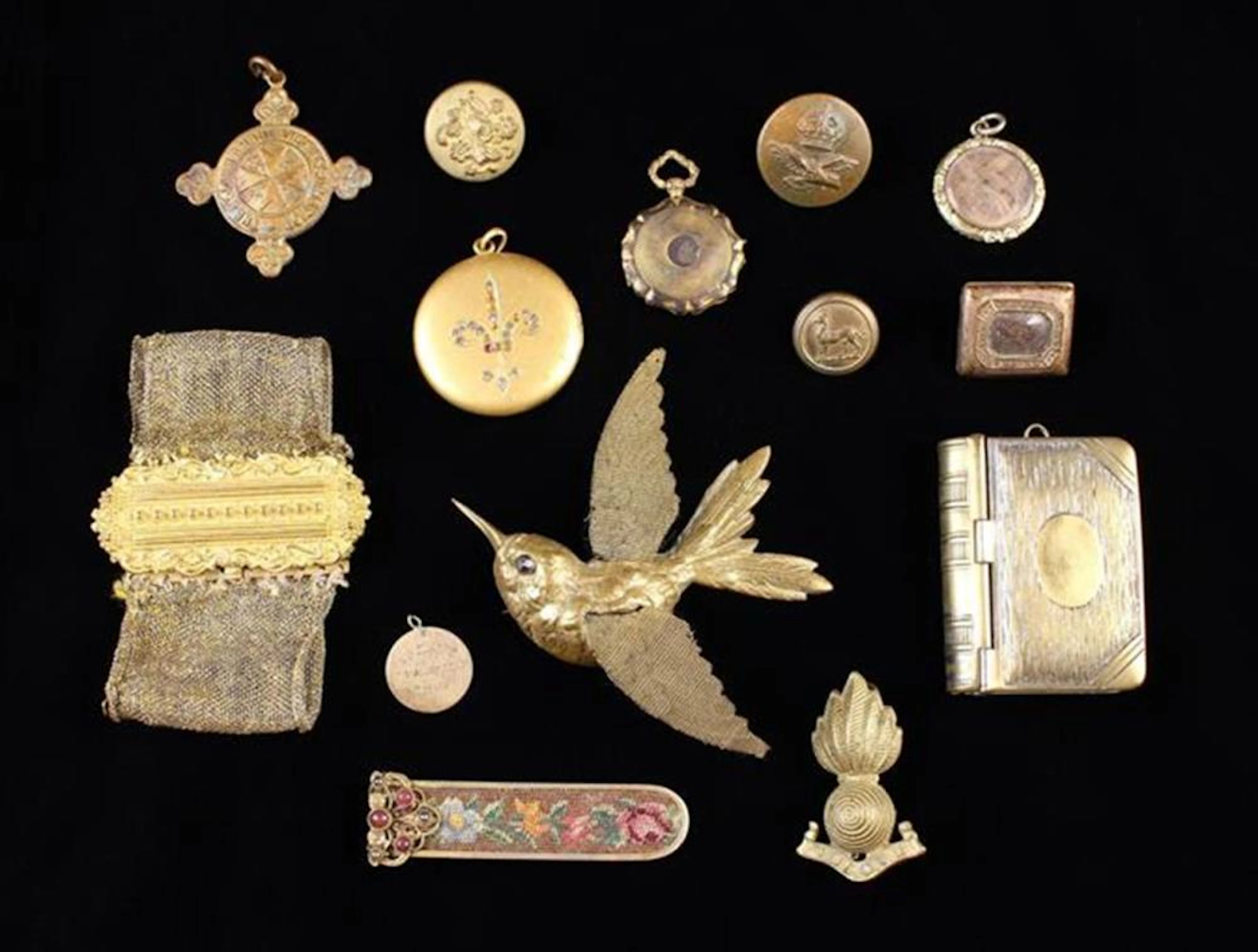 A Small Group of Antique Bijouterie: A 19th Century gold...