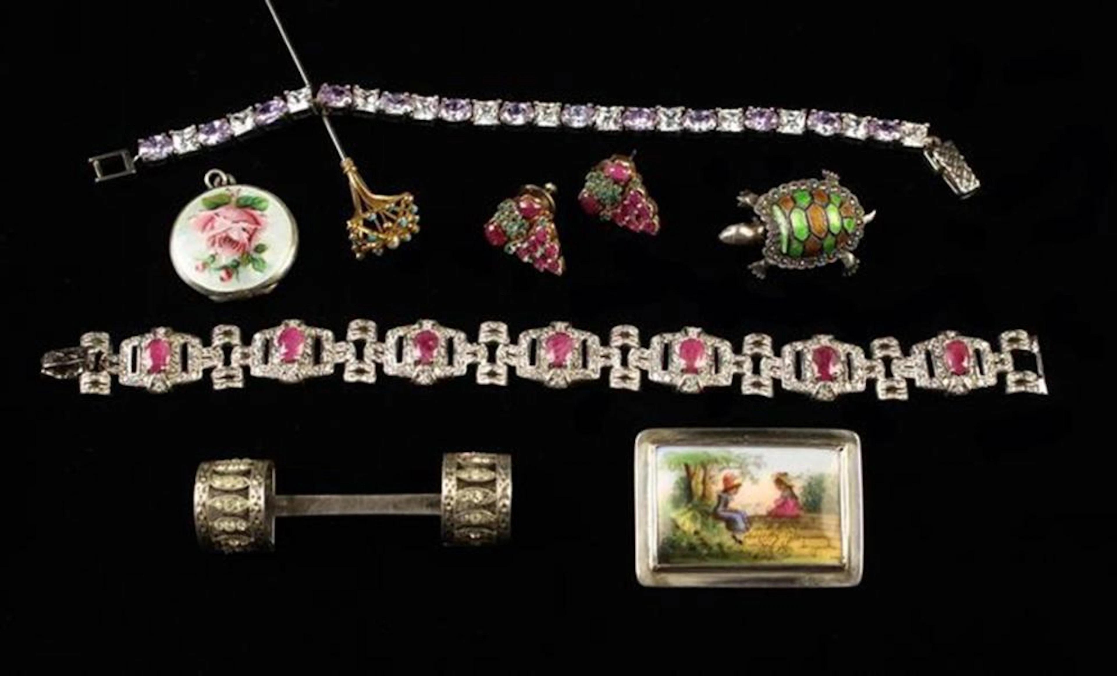 A Group of Costume Jewellery: An Art Deco Style bracelet...