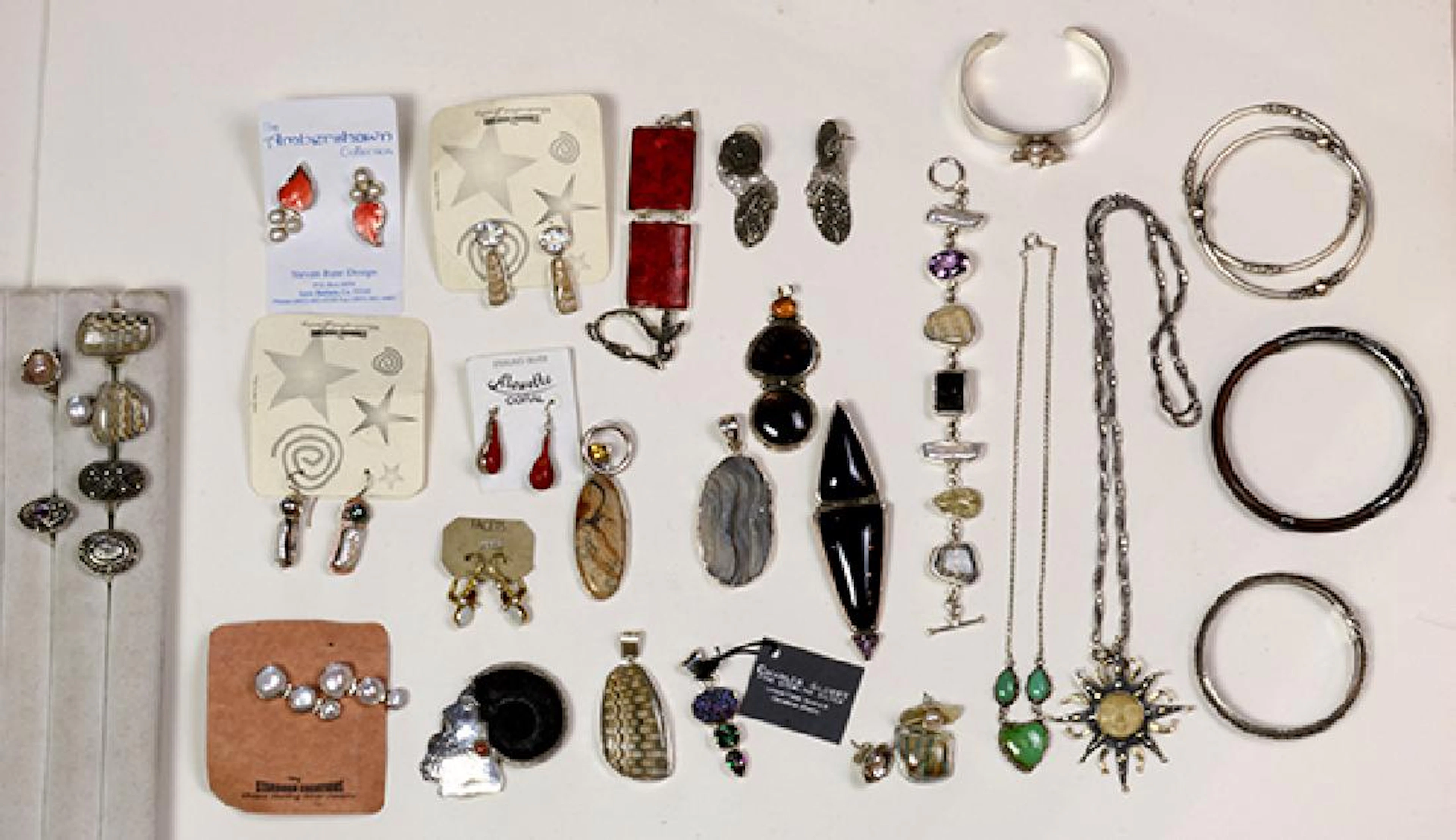 Collection of multi-stone, sterling silver, silver and
