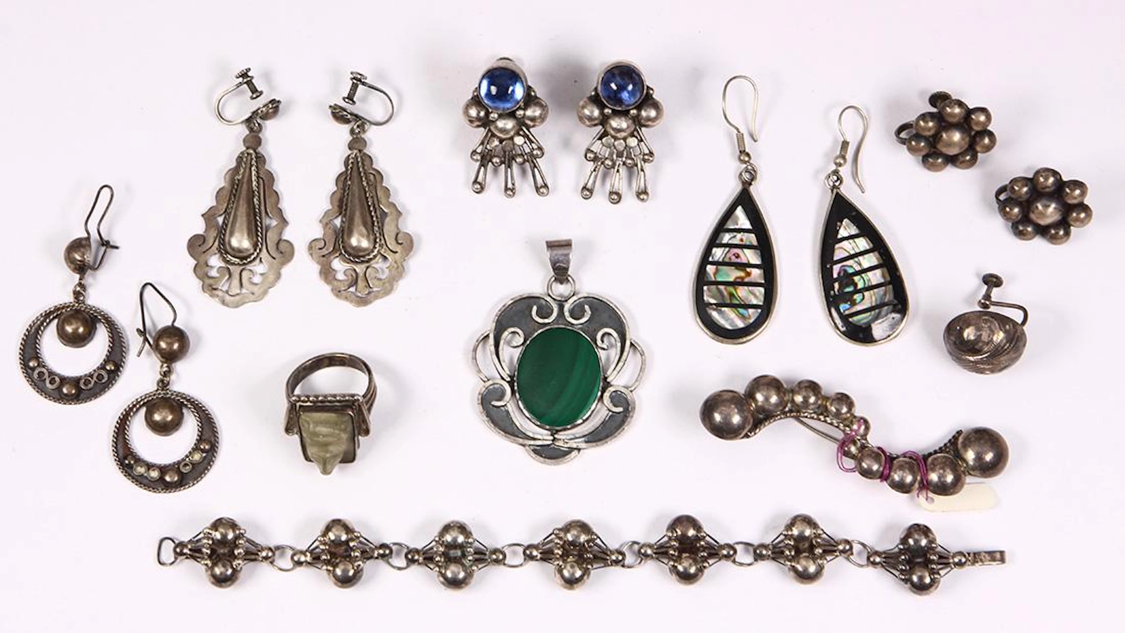 Multi-stone, glass, sterling silver and silver jewelry