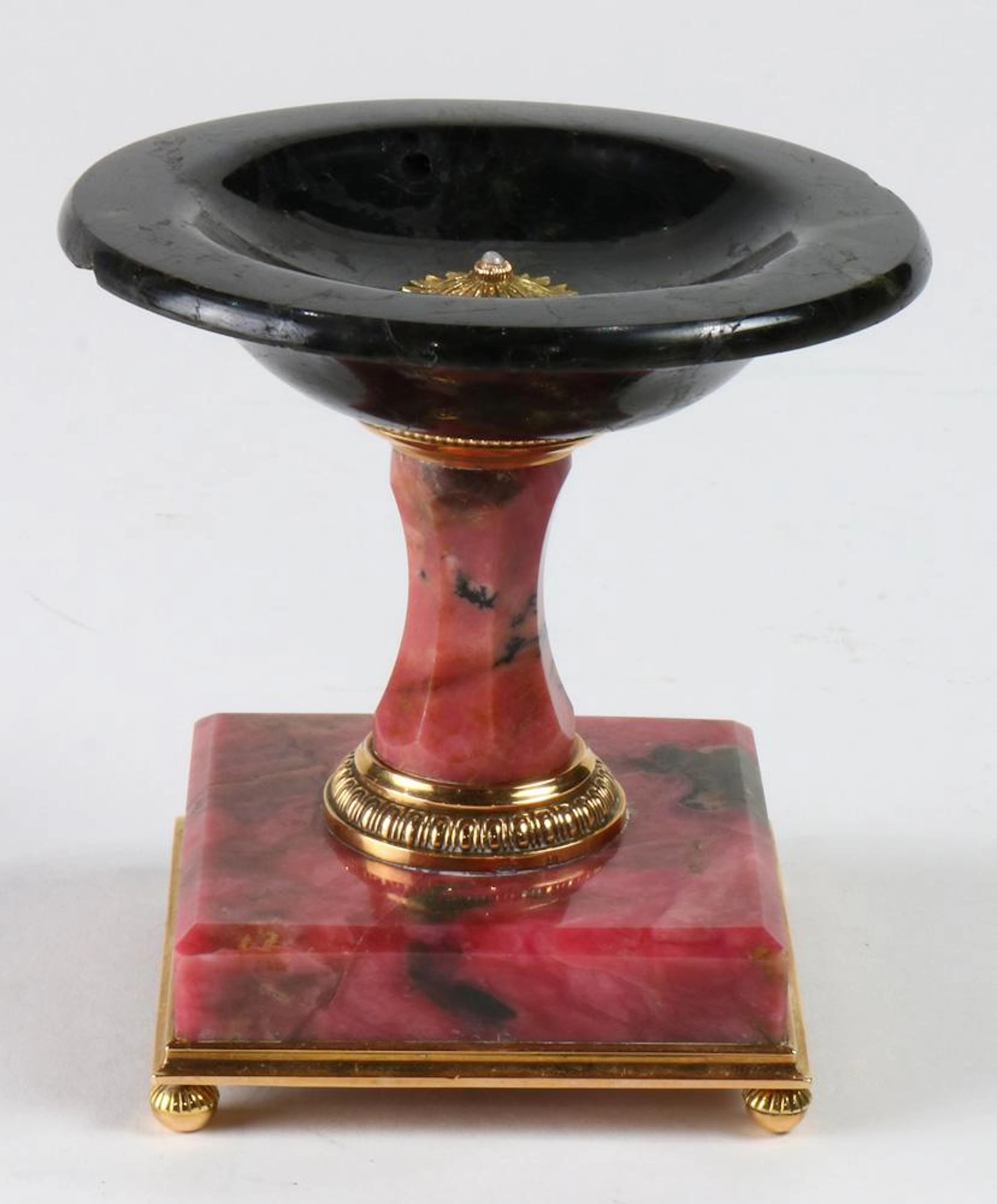 A Russian 14k mounted rhodonite and laboradite
