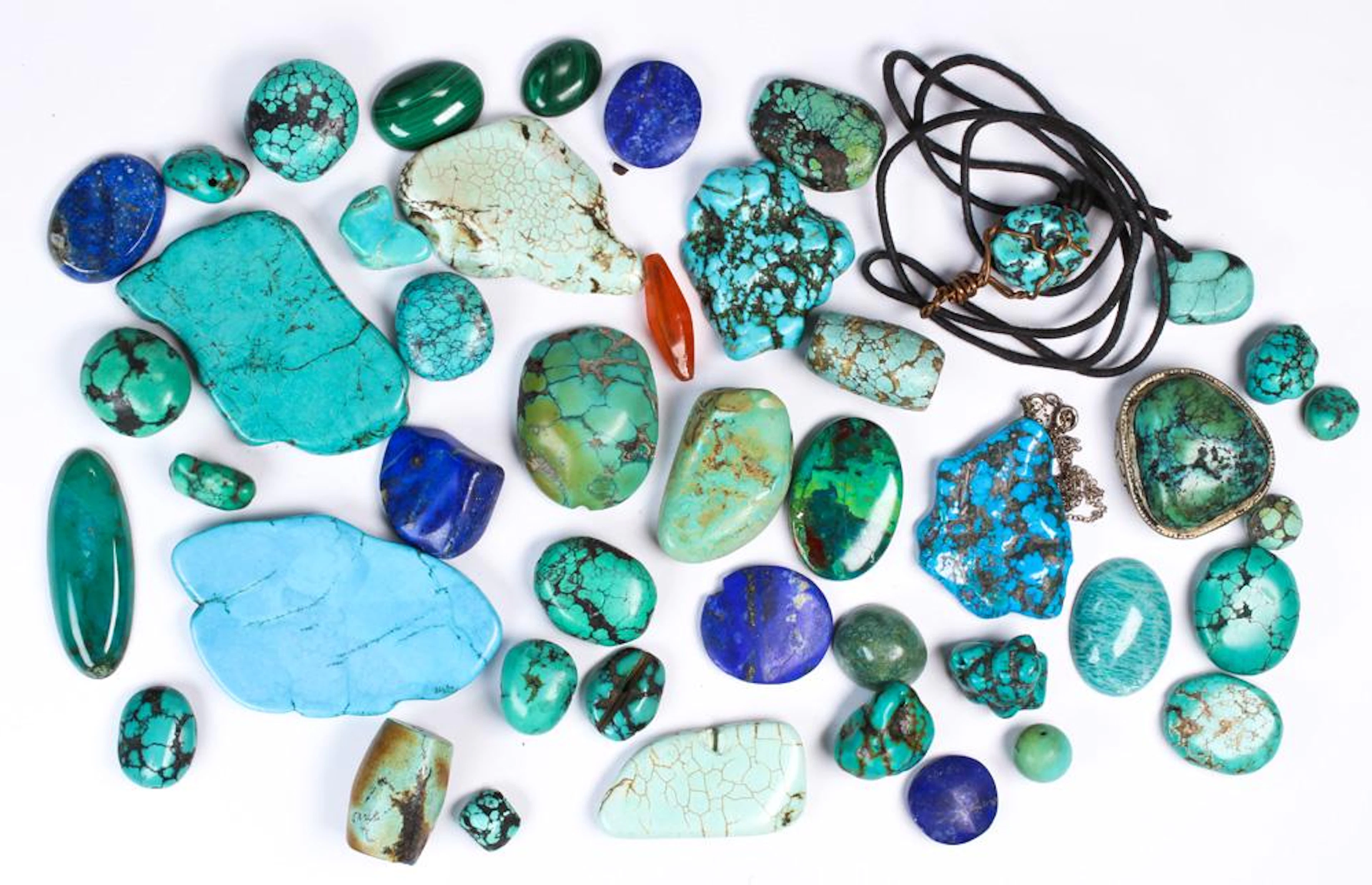 Collection of unmounted turquoise, imitation turquoise,