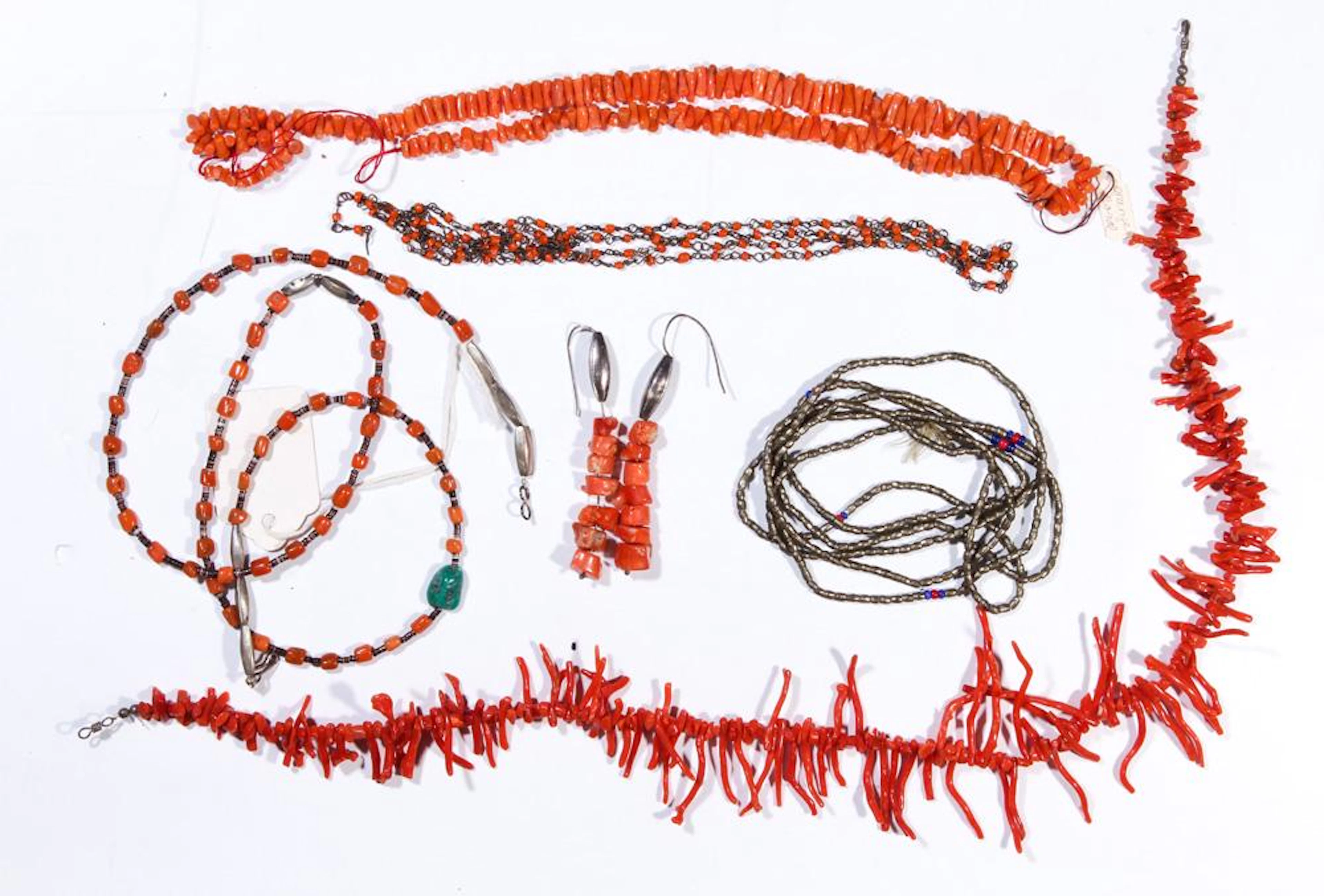 Collection of Native American coral, turquoise, glass,