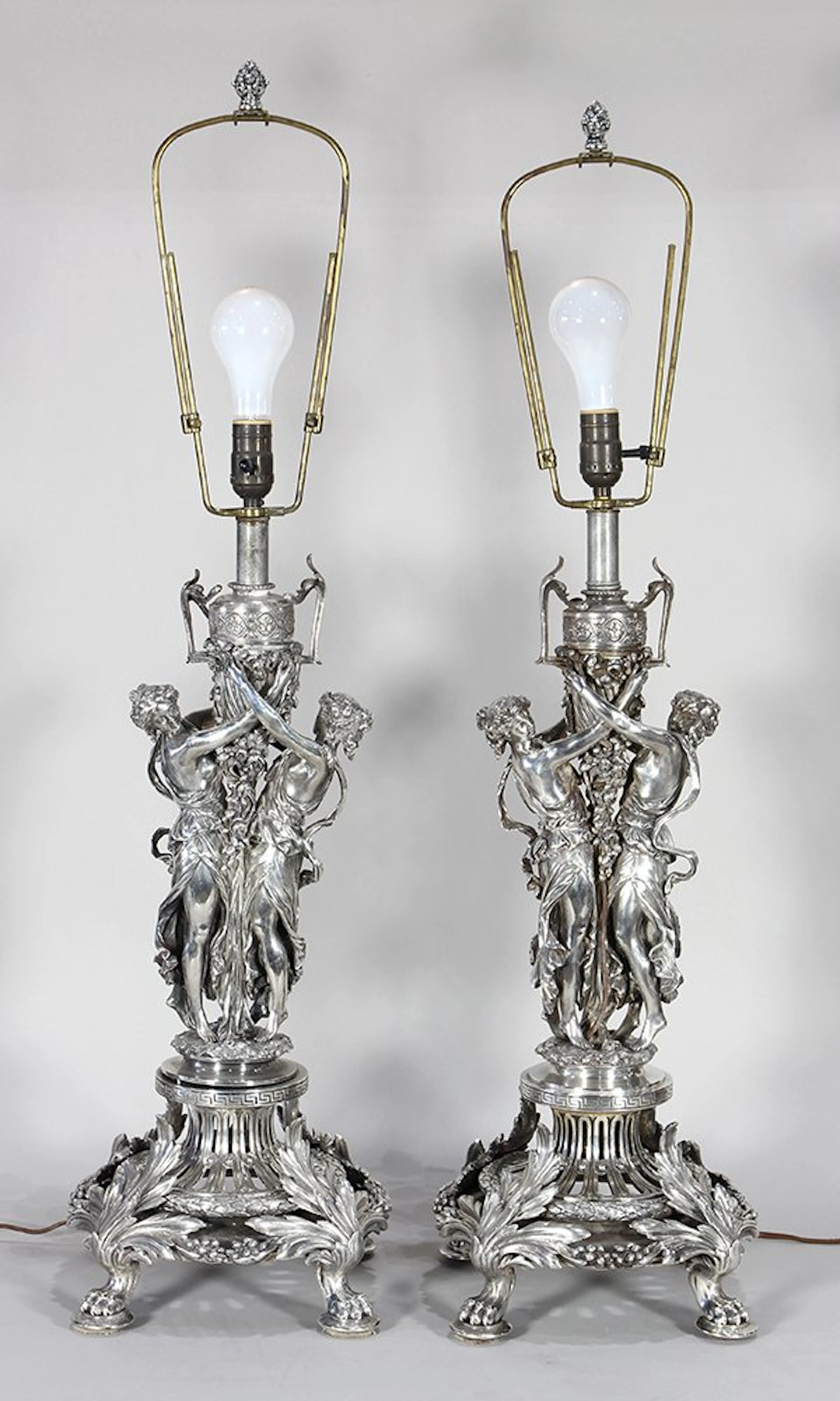 Pair of monumental Napoleon III Christofle silvered