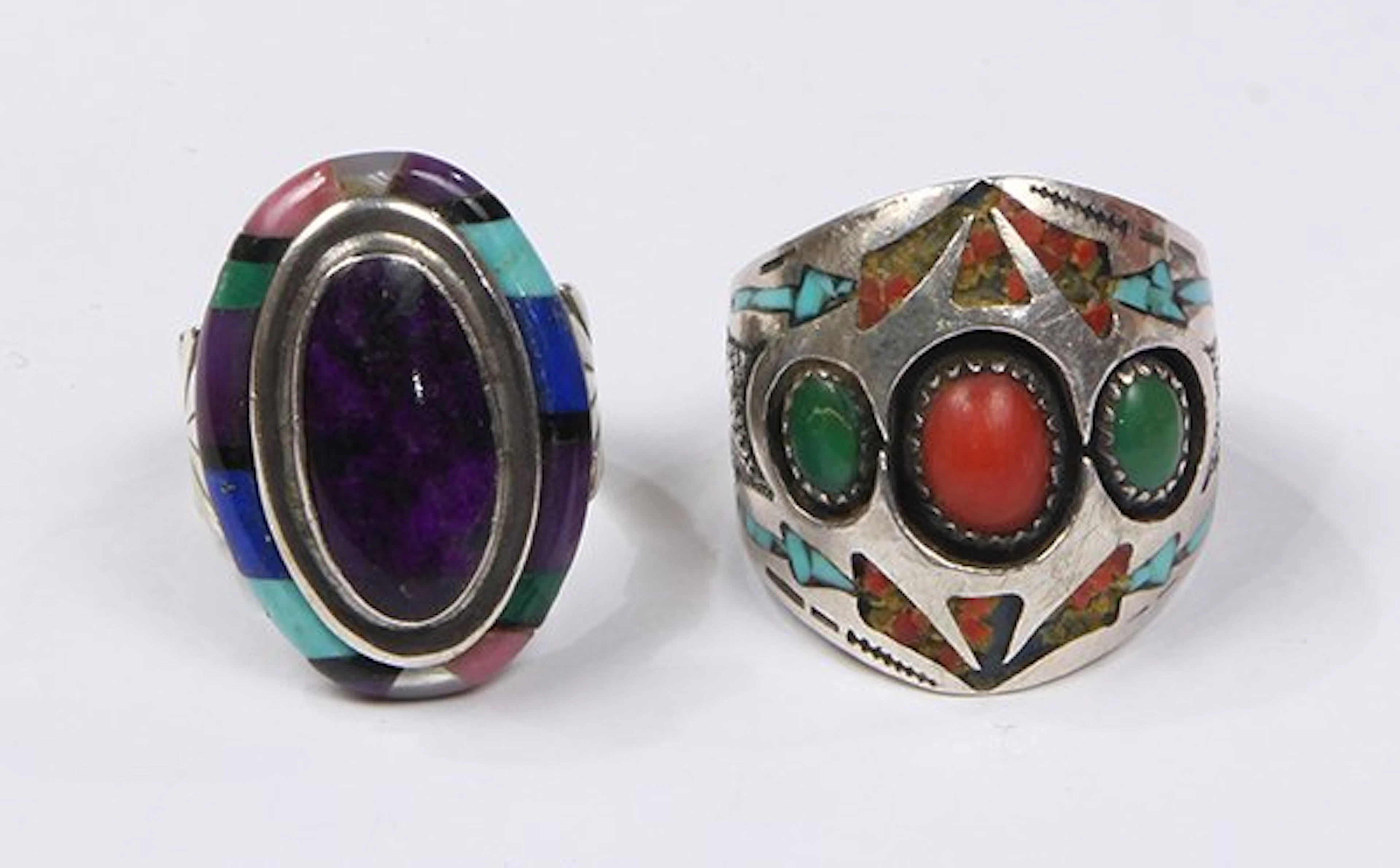 (Lot of 2) Native American multi-stone and sterling