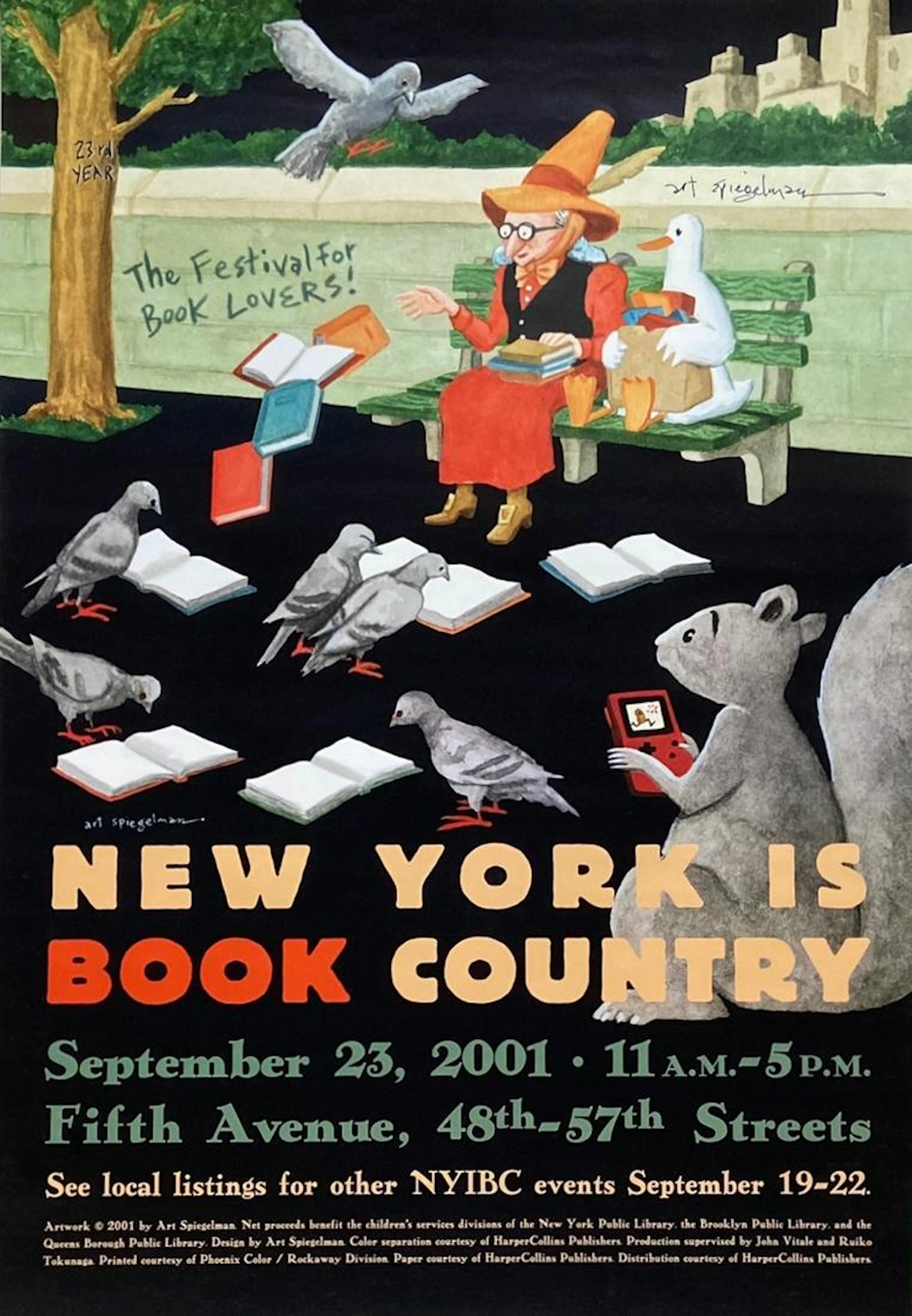 ART SPIEGELMAN Hand-Signed N.Y. IS BOOK COUNTRY, 2001