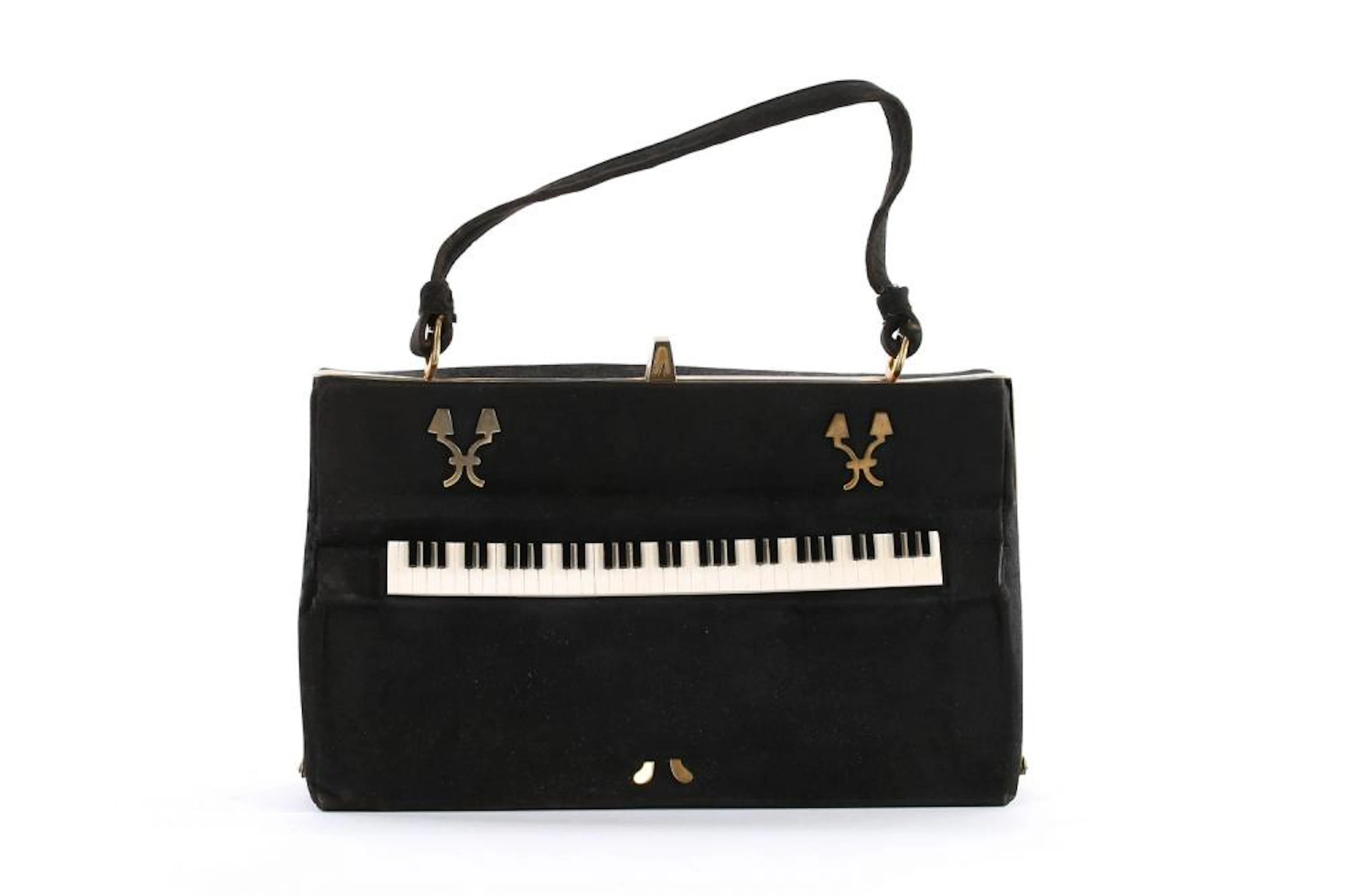 A rare Anne Marie novelty 'Piano' handbag, 1940s, stamped to the interior '