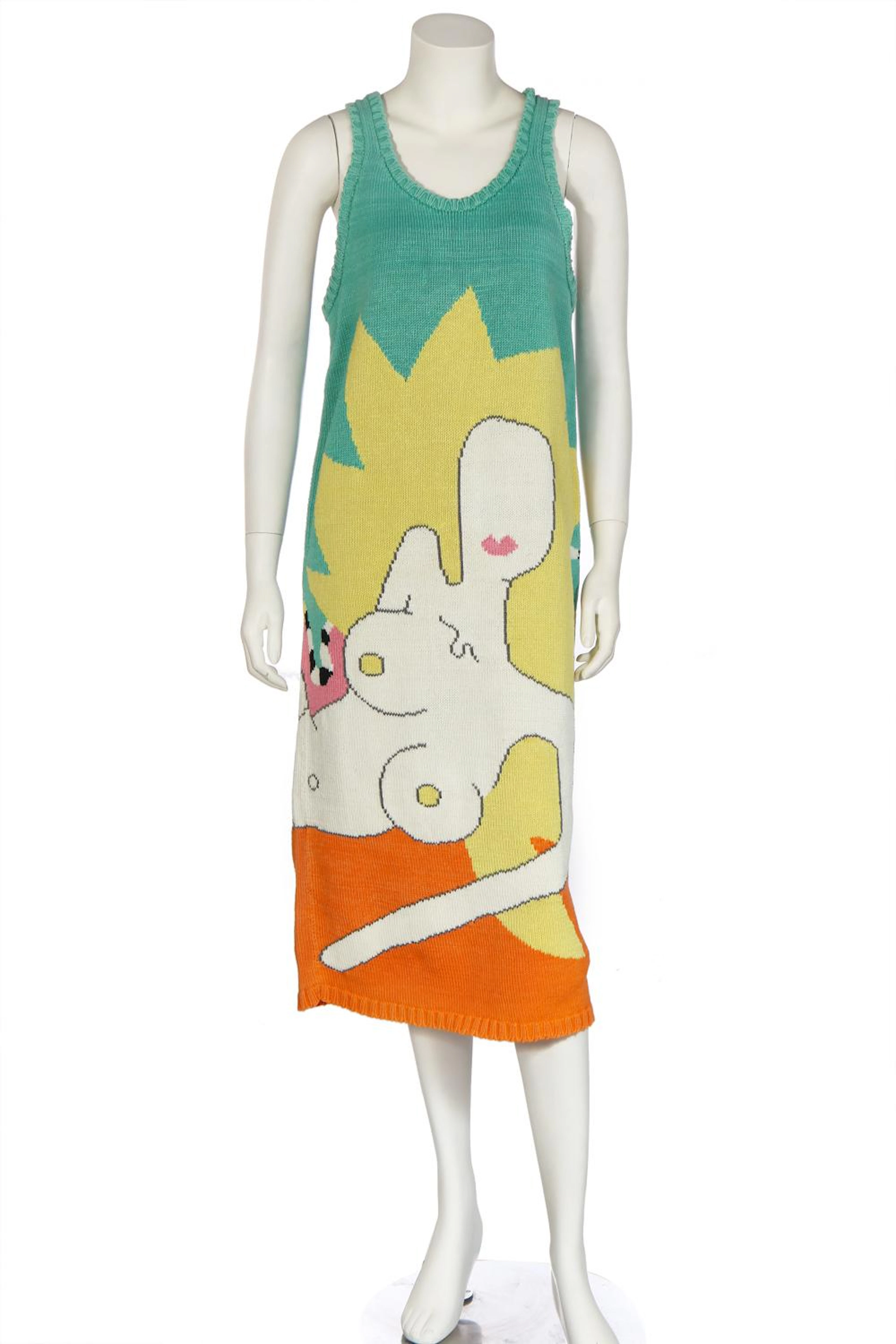 A Rodolfo Contreras knitted cotton 'Reclining Tropic Nude' dress, 1985,