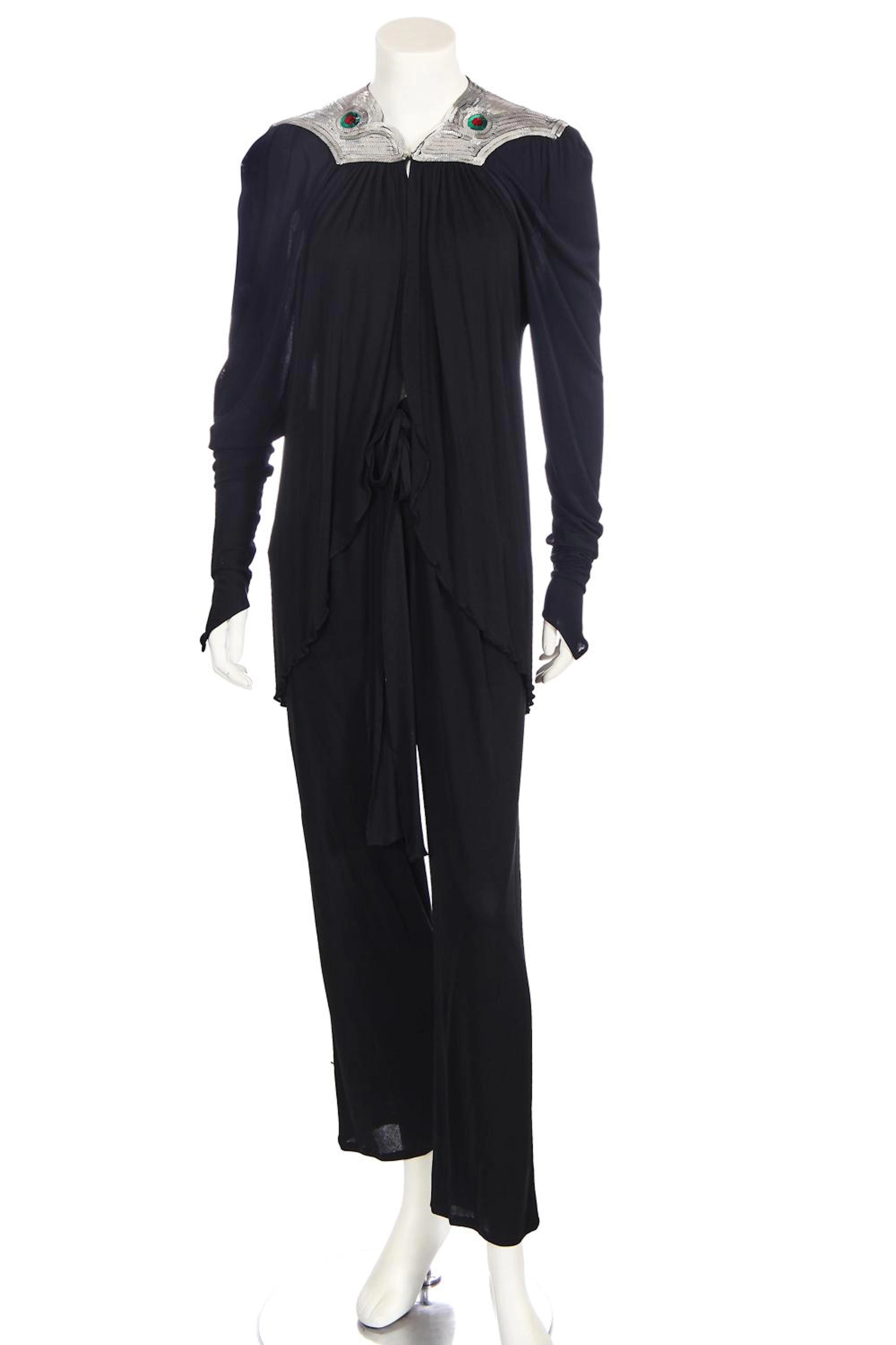 An Ossie Clark black jersey ensemble, 1980s,