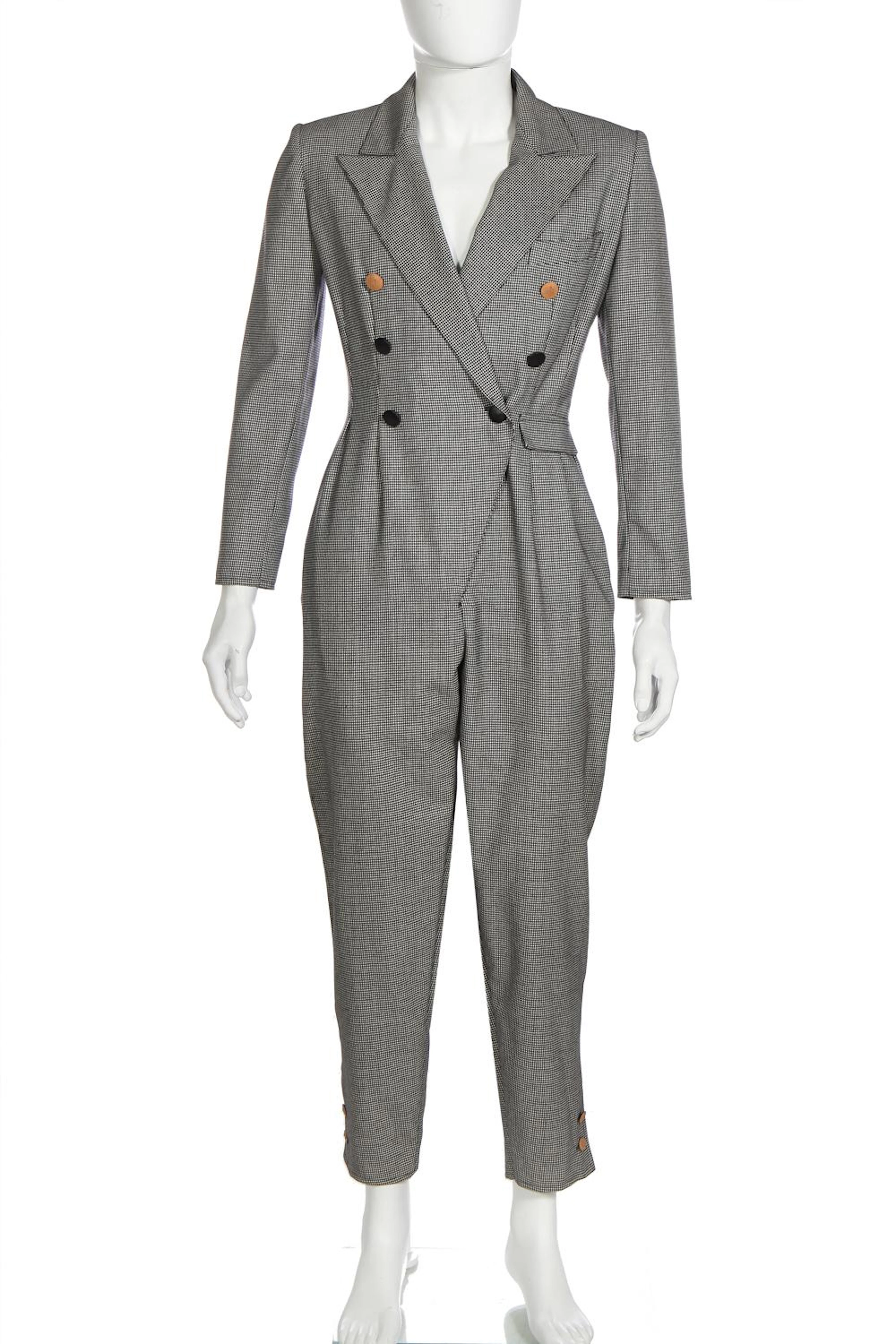 A Jean Paul Gaultier man's puppytooth wool double-breasted jumpsuit, 1980s,