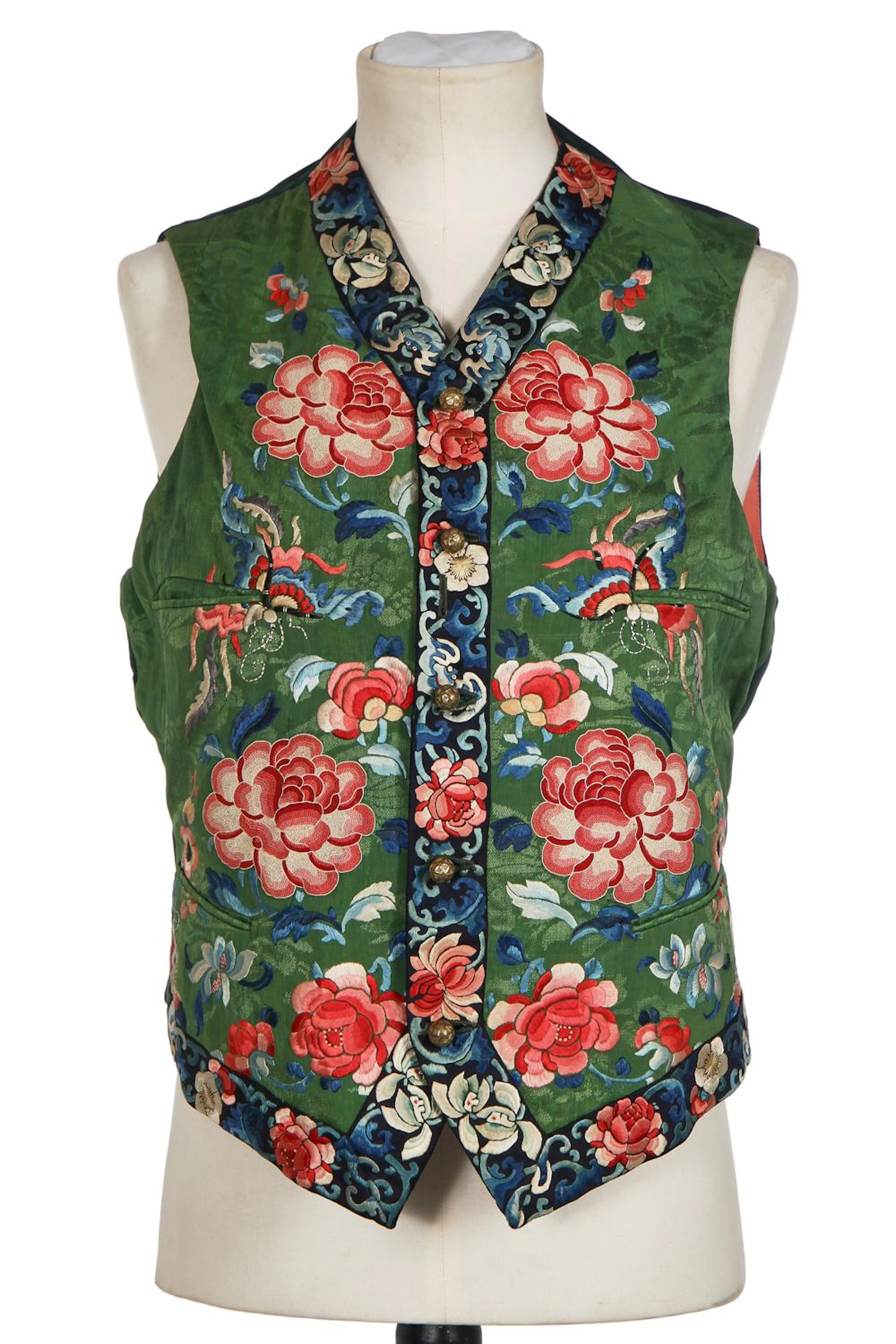 A Henry Poole & Co man's embroidered green waistcoat
