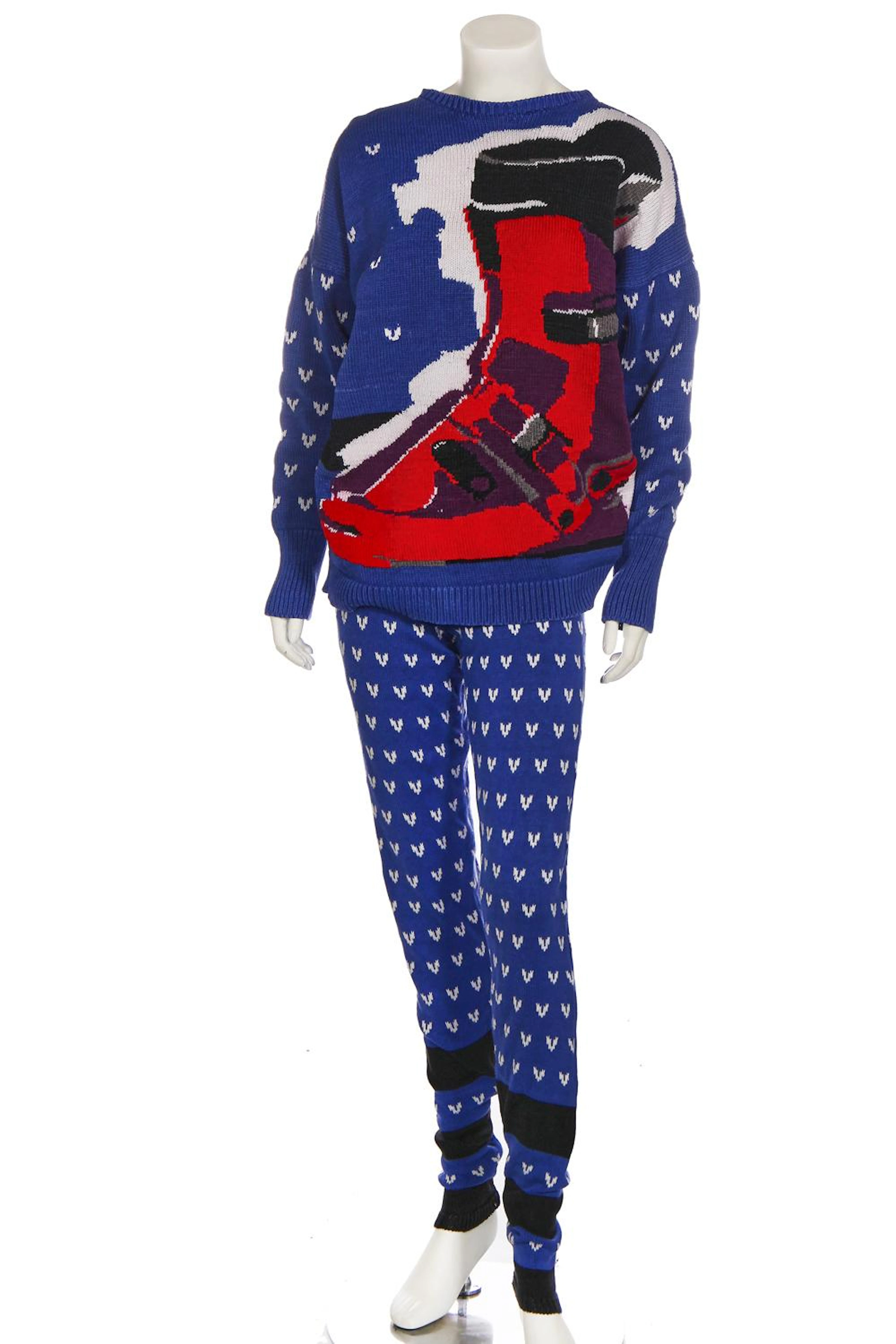 A Rodolfo Contreras knitted cotton 'Ski Boot' jumper, 1986,