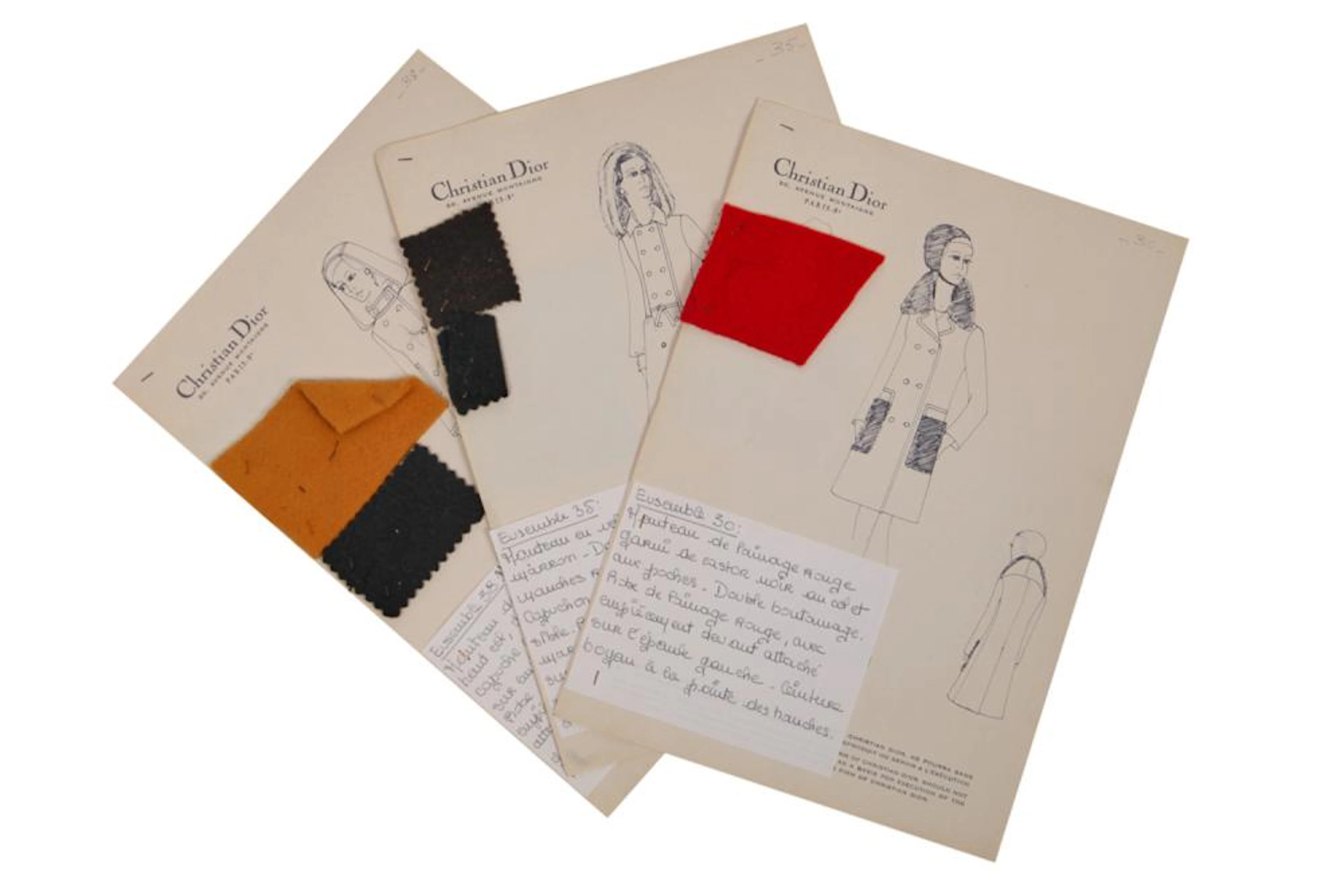 Christian Dior by Marc Bohan couture fashion sketches, Autumn-Winter 1968-69,