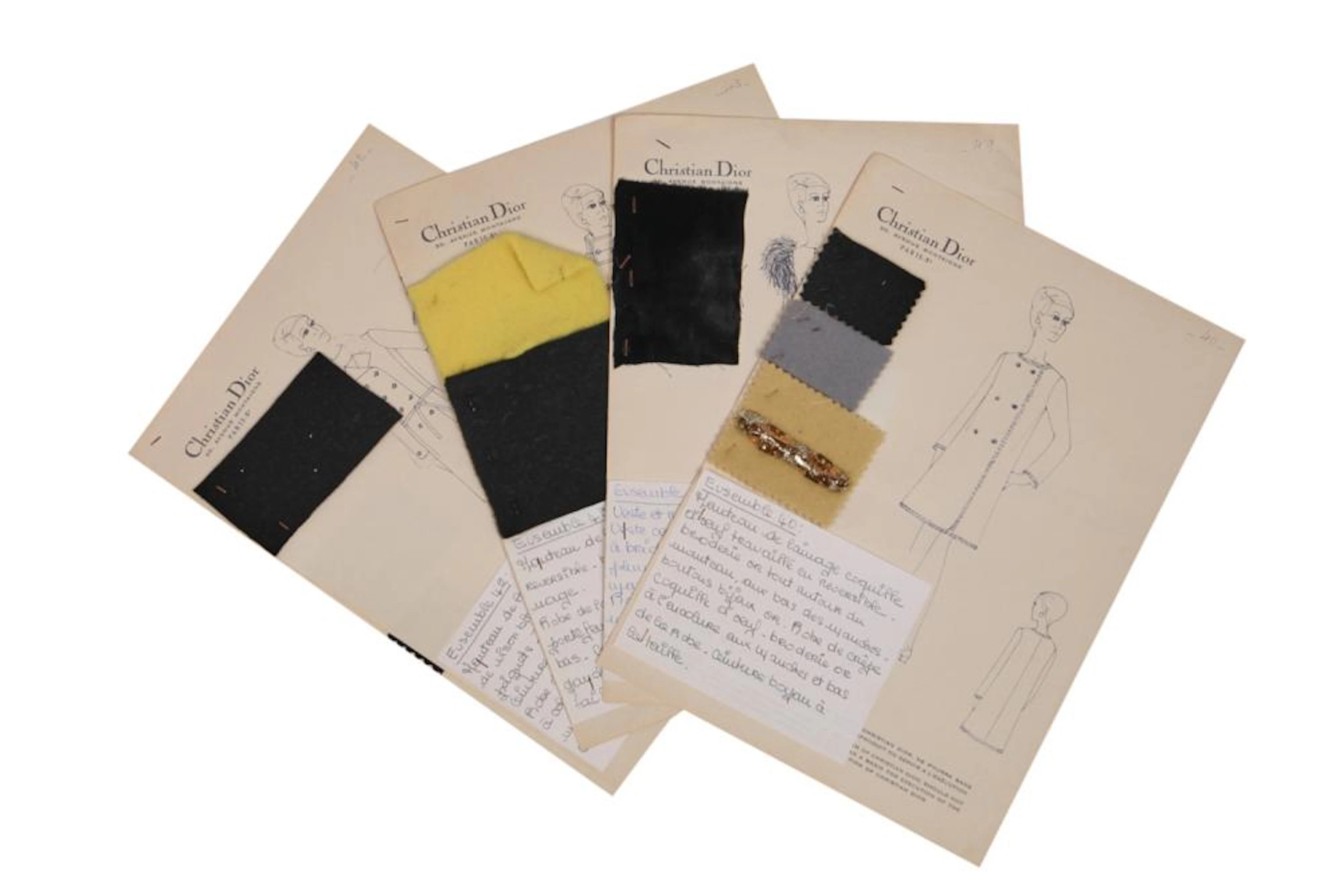 Christian Dior by Marc Bohan couture fashion sketches, Autumn-Winter 1968-69,