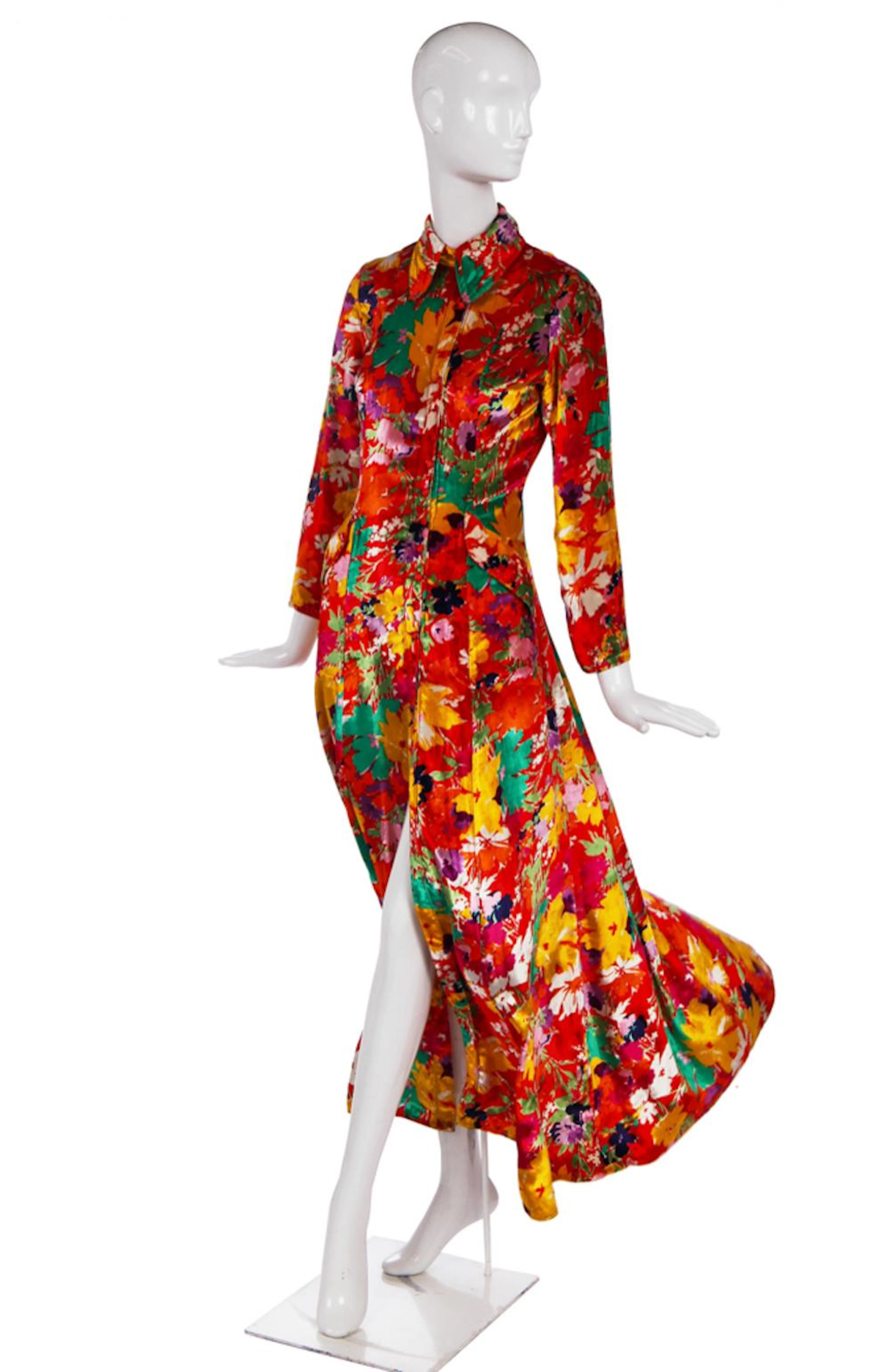 An Ossie Clark/Celia Birtwell floral printed velvet dress, 1969,