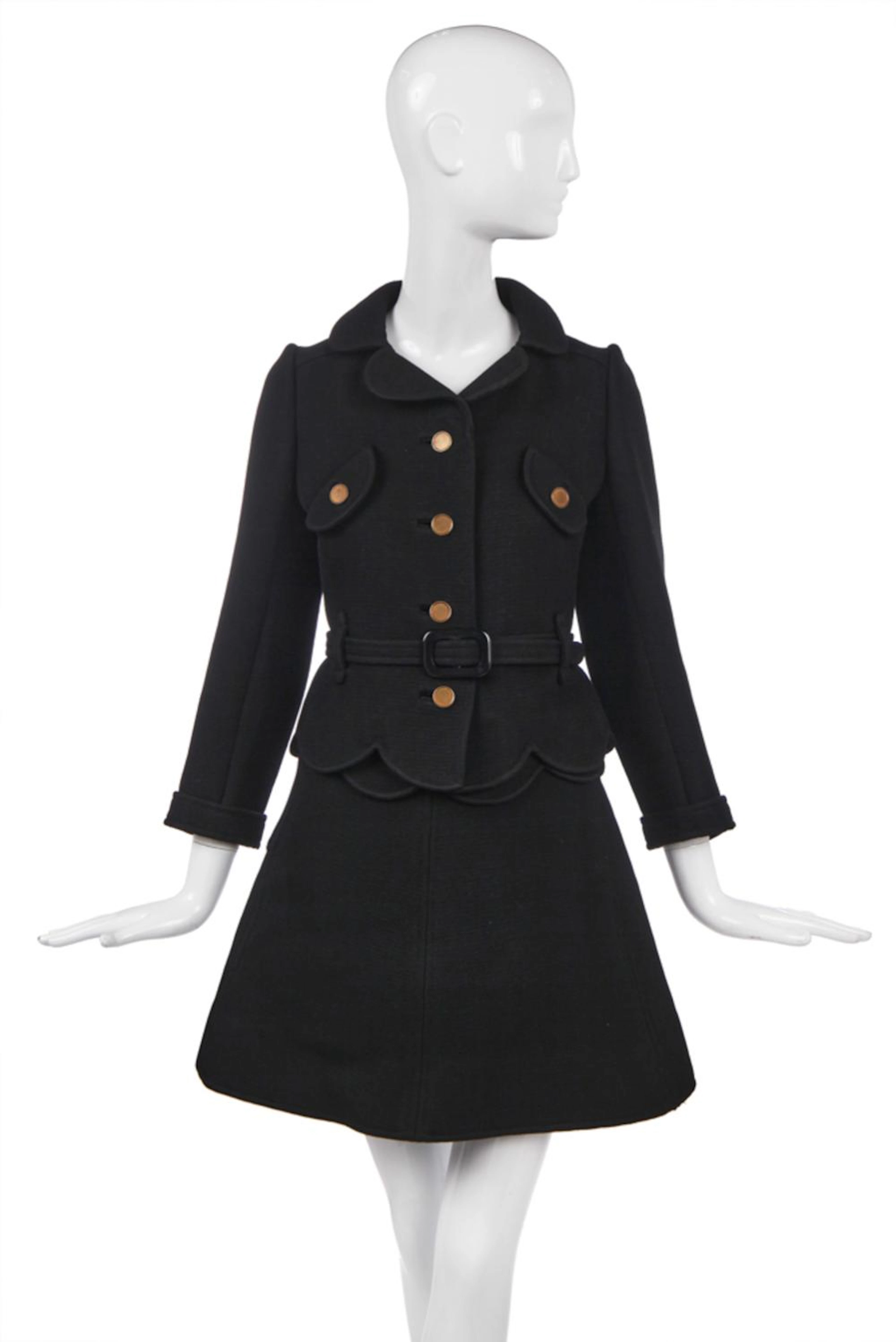 A Courrèges black wool suit, 1968,