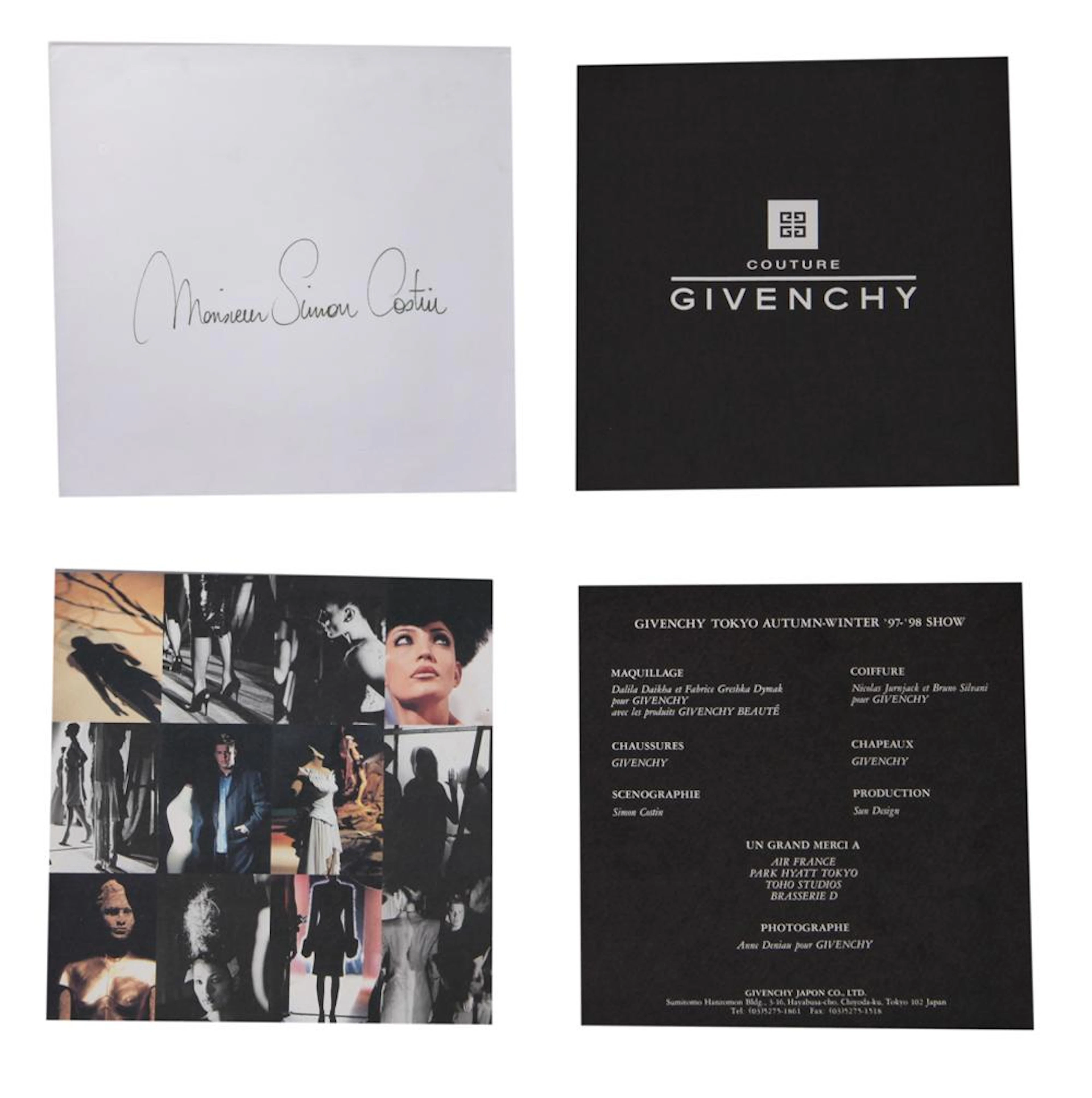 Givenchy couture show invitations, Tokyo and Paris, Autumn-Winter 1997-98,