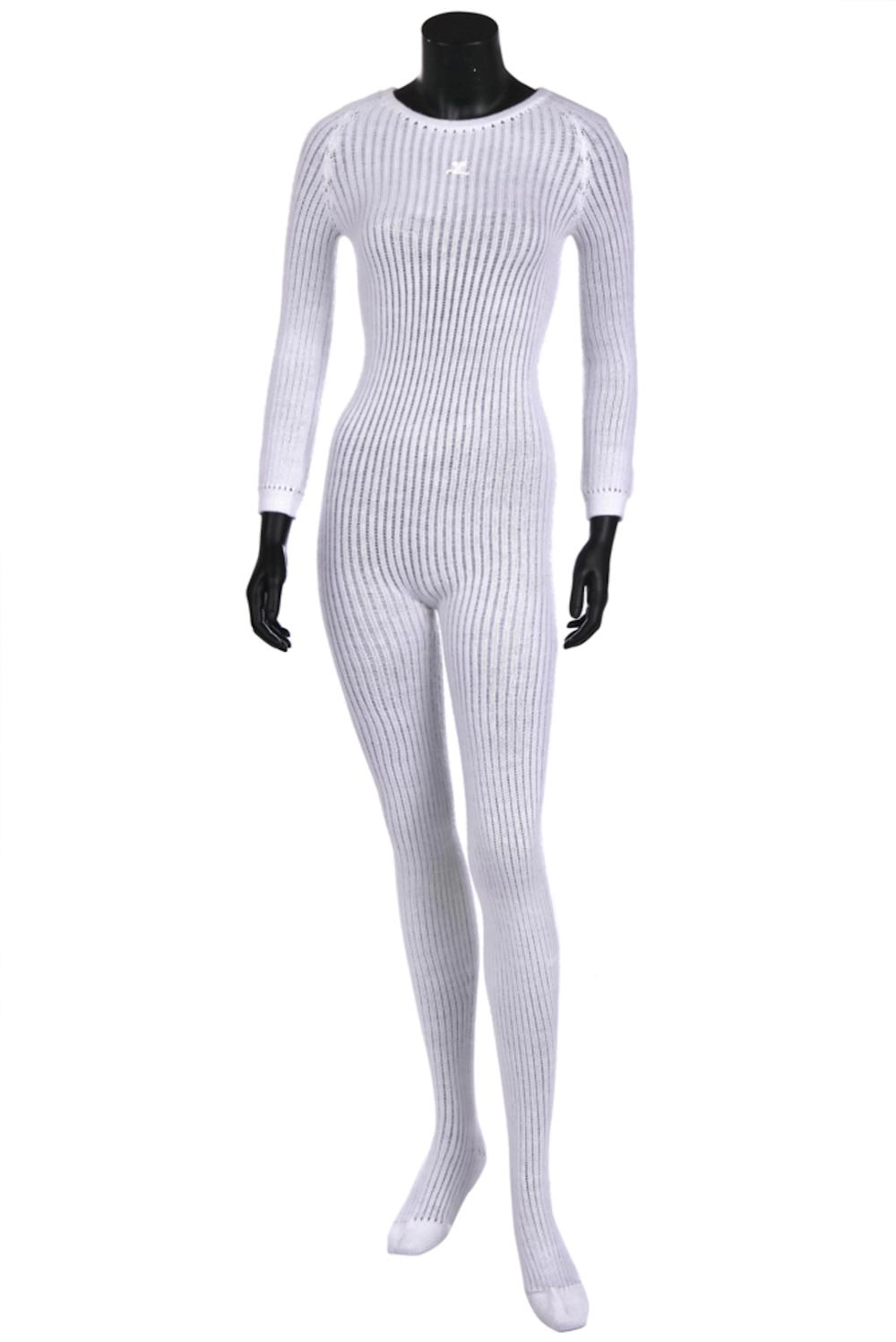 A rare Courrèges white knitted wool catsuit, 1969,