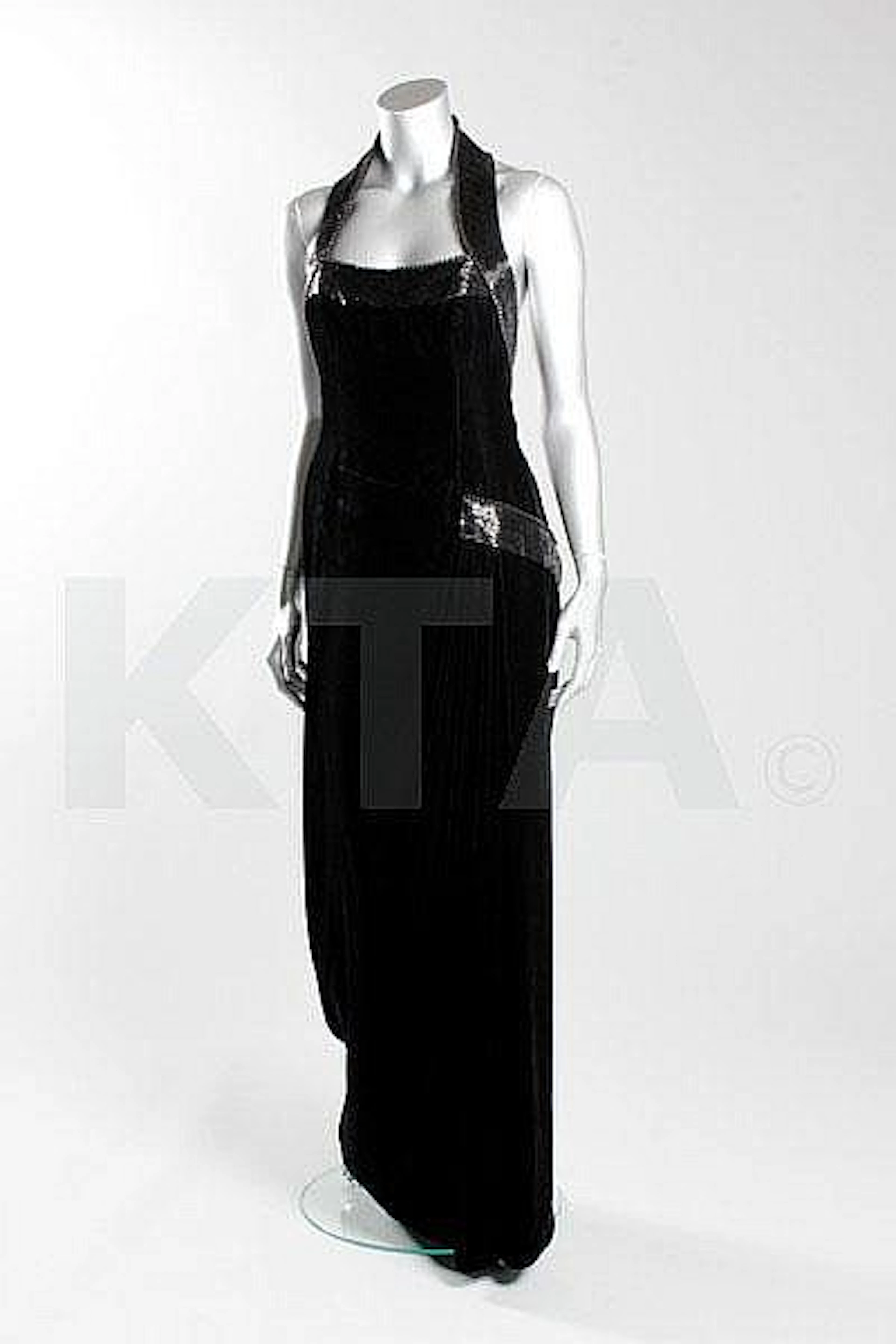 A Catherine Walker black velvet and beaded evening