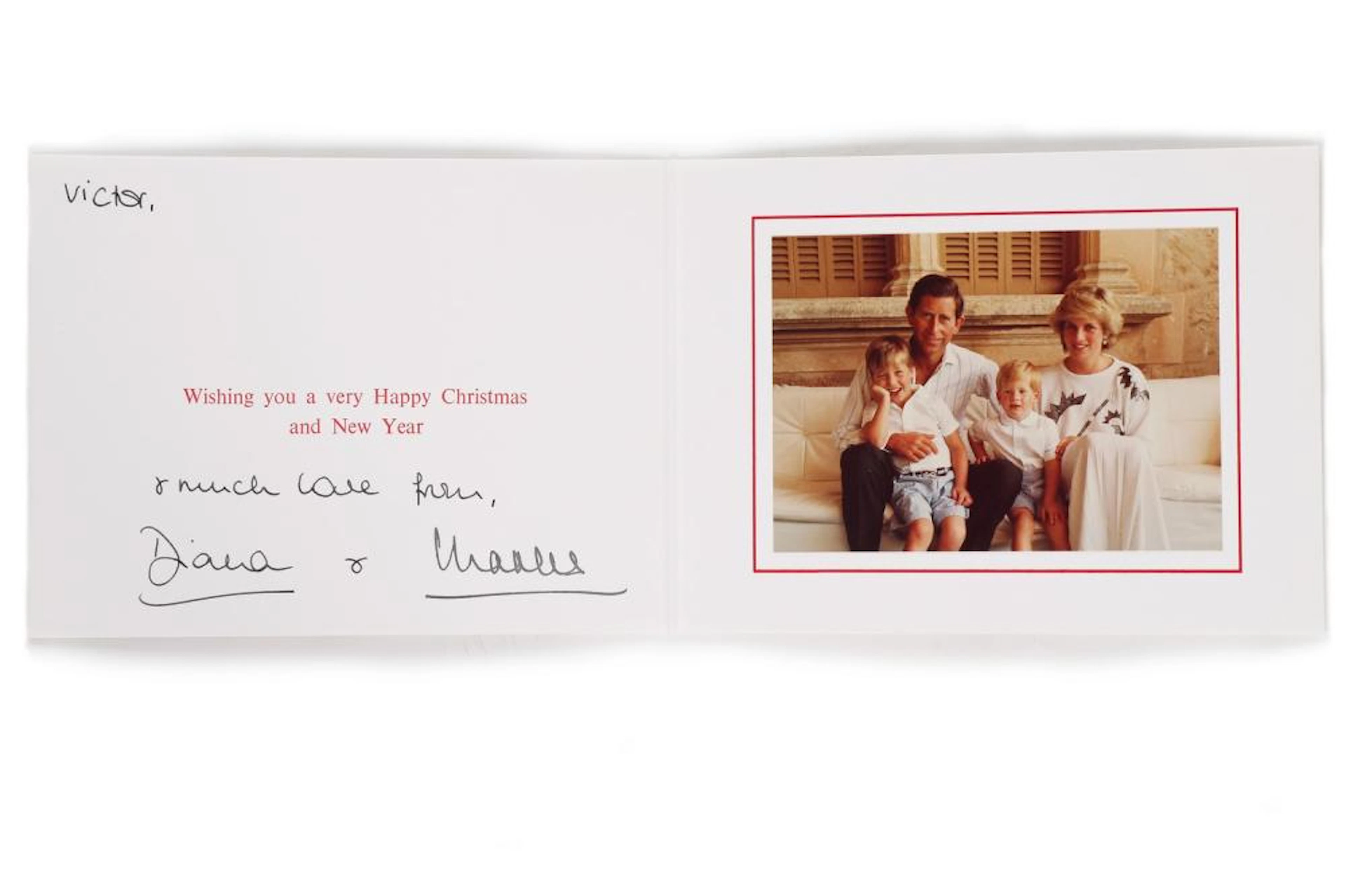 A Royal Christmas card, signed by Princess Diana & Prince Charles, 1987, in
