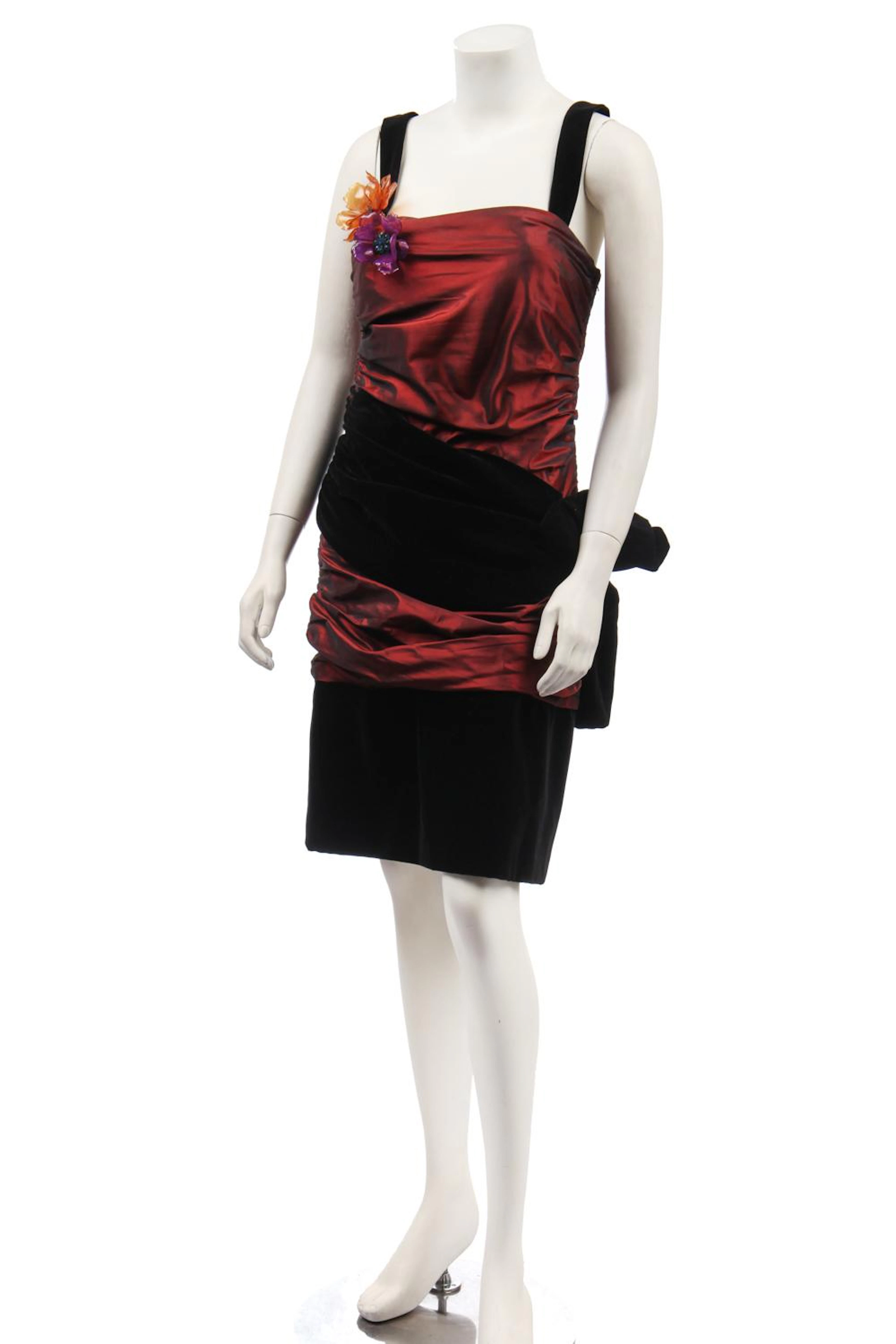 An Yves Saint Laurent wine shot-silk cocktail dress, 1980s,