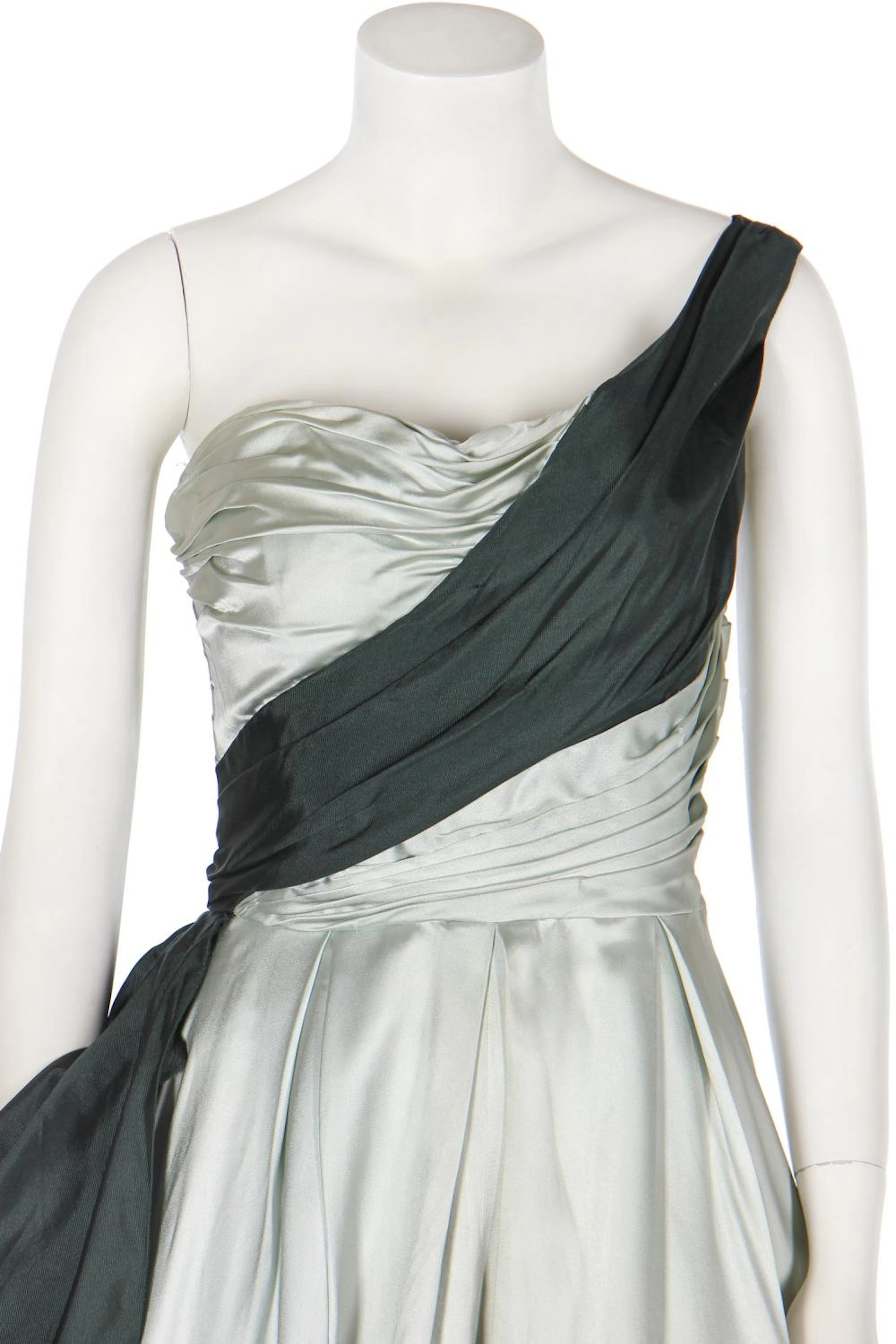A Ceil Chapman satin ballgown, early 1950s,