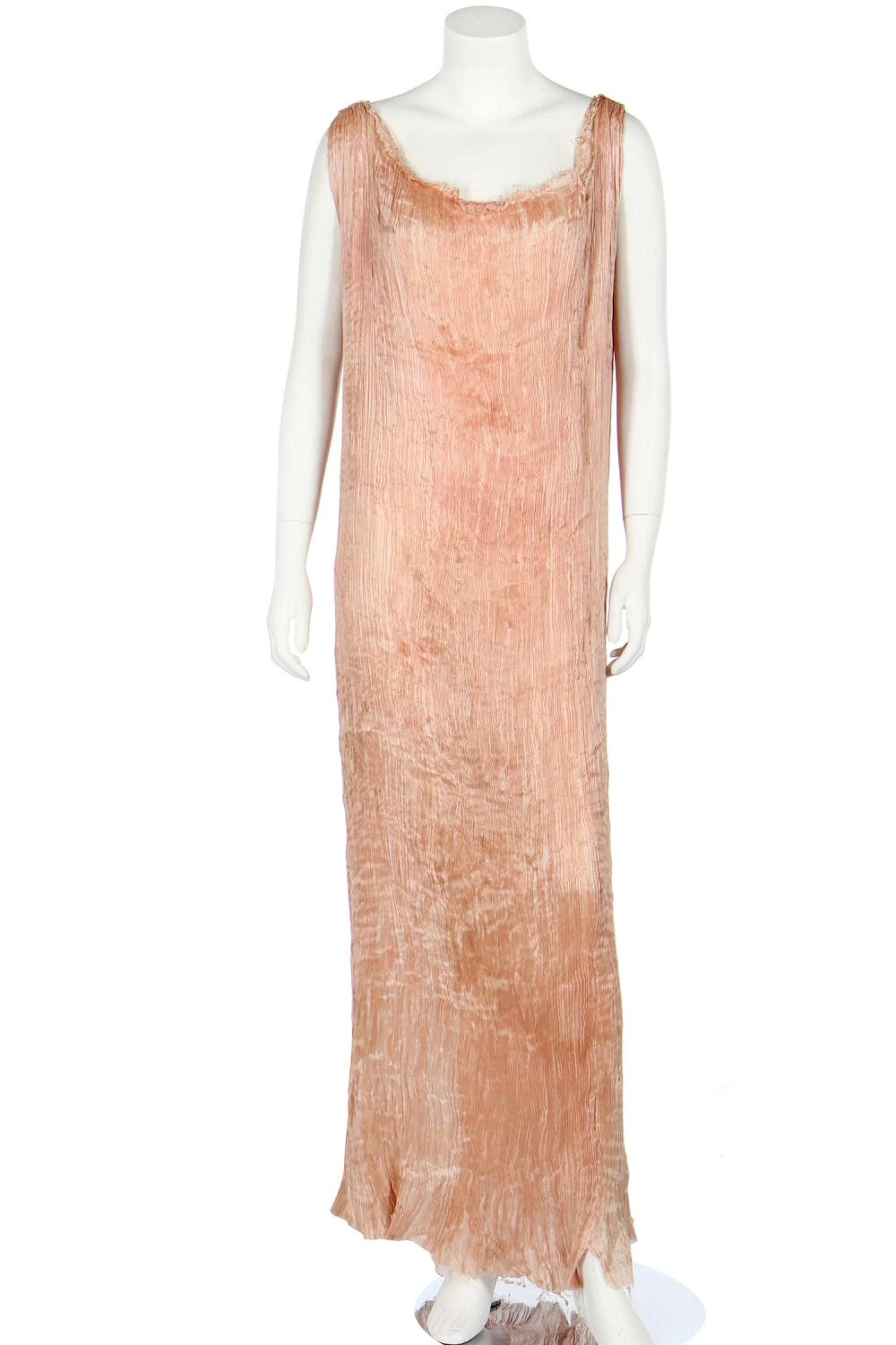 A Mariano Fortuny pale peach silk Delphos, 1920-30,