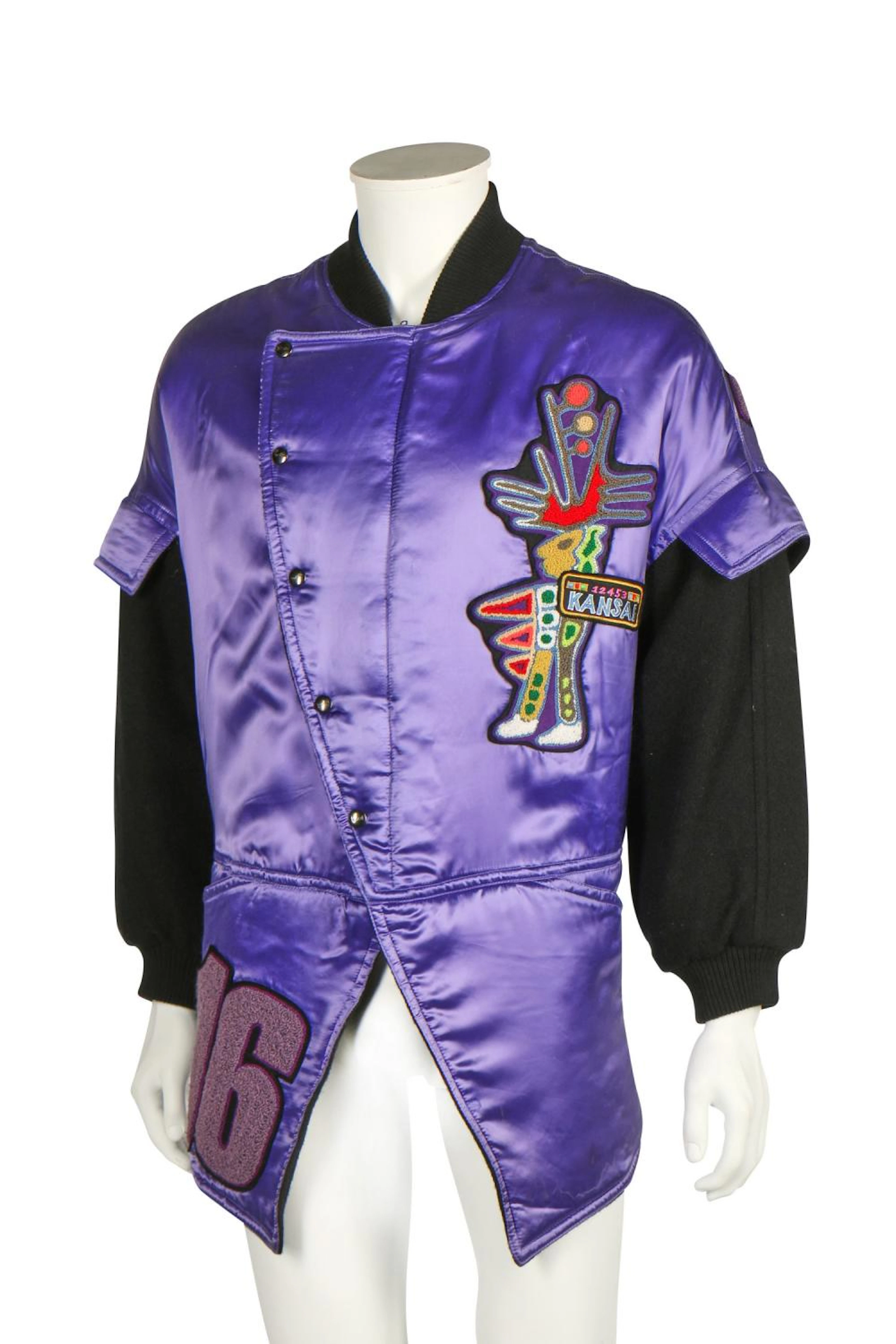 A rare Kansai Yamamoto purple satin bomber jacket, 1980s,
