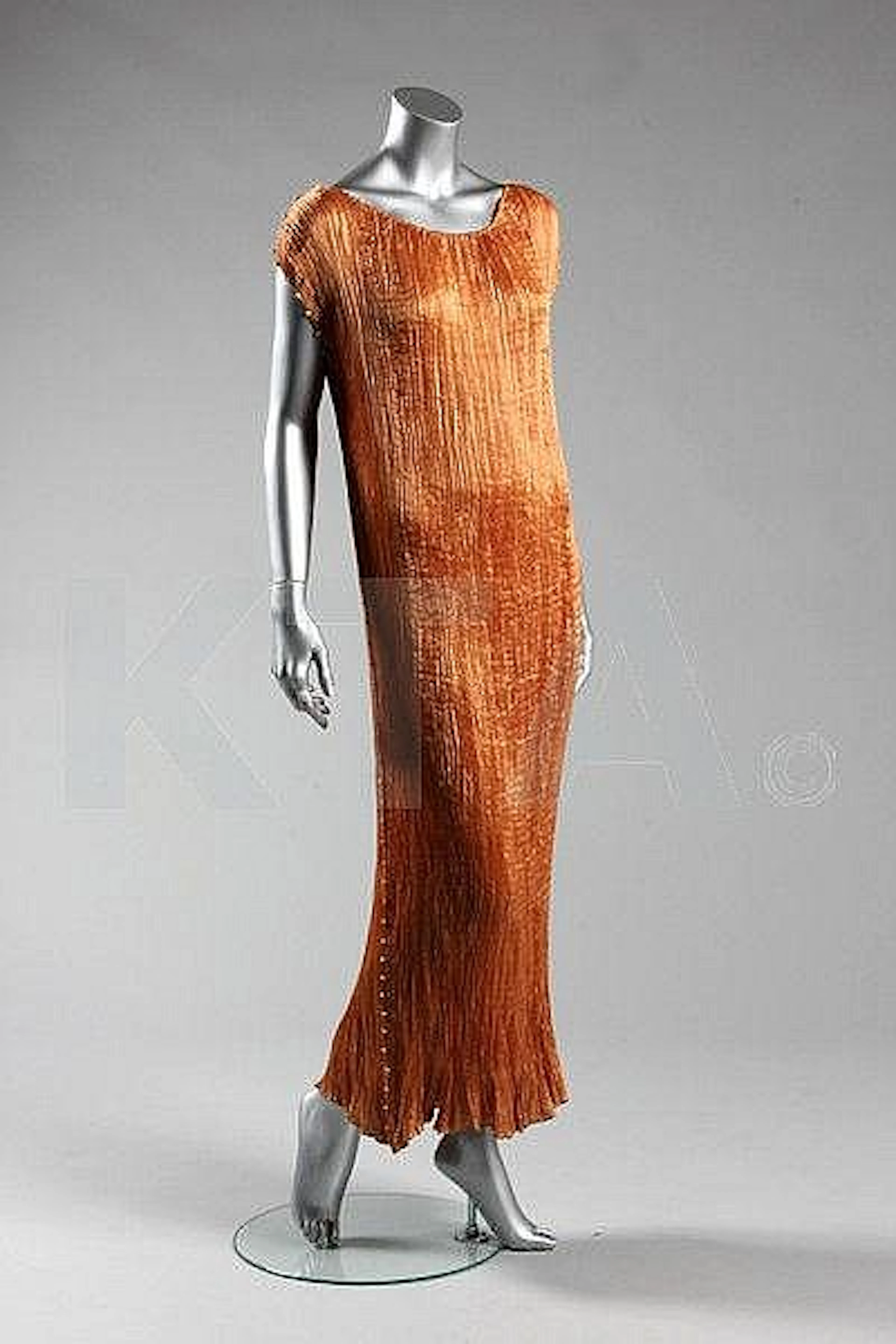 A Mariano Fortuny copper silk Delphos gown, circa