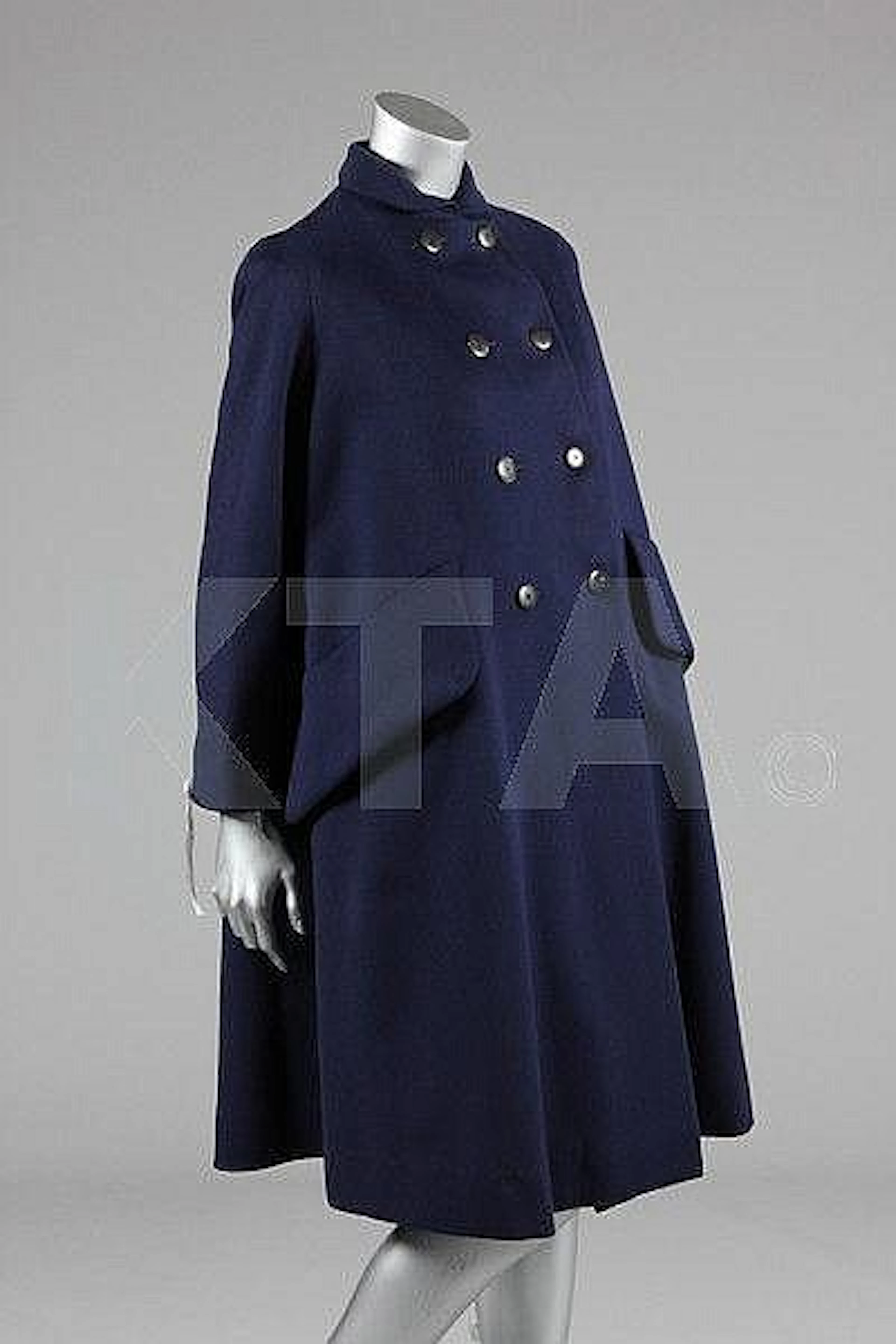 Diana Vreeland's Mainbocher navy wool coat, mid