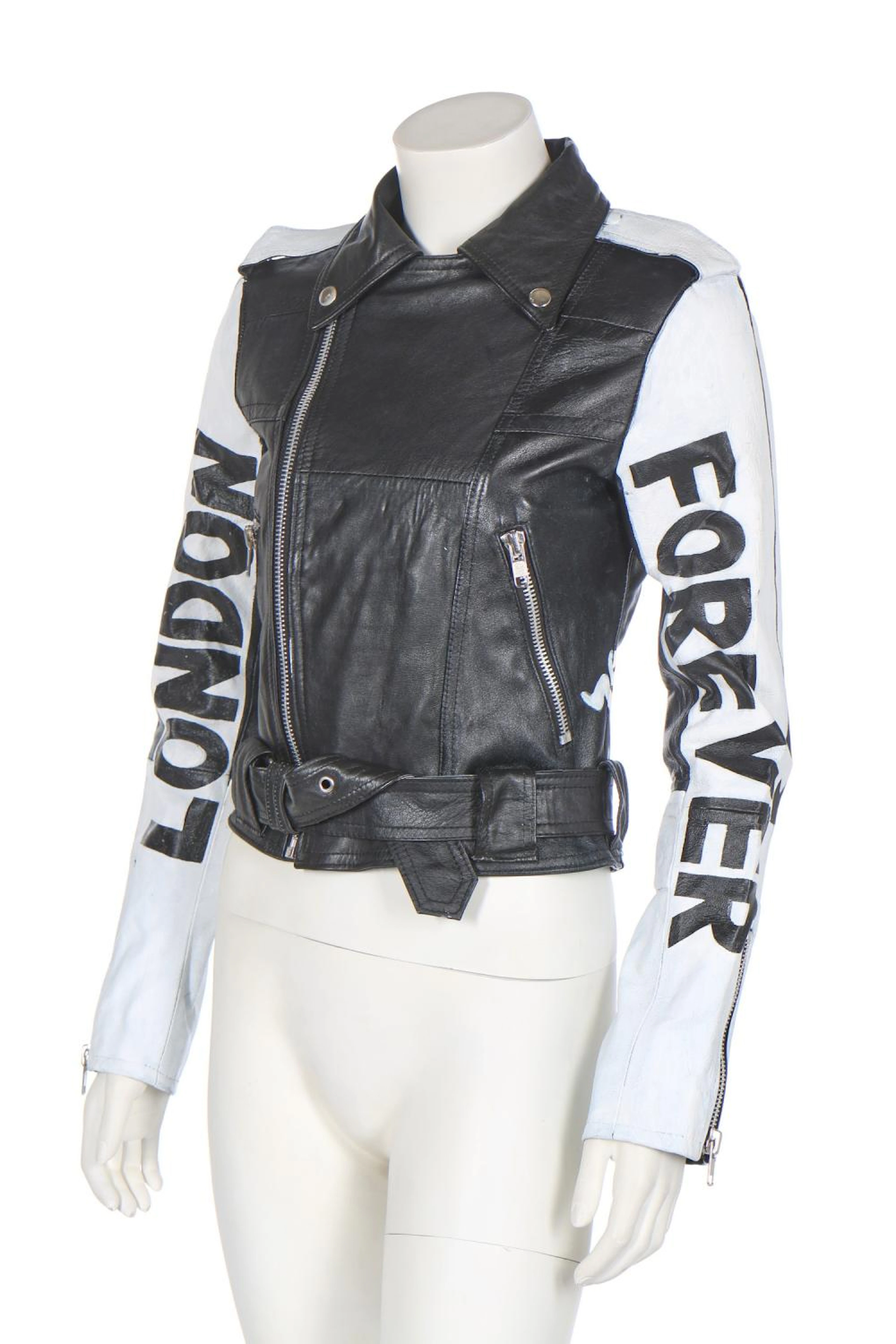 A BOY London hand-painted black leather jacket, probably early 1990s,
