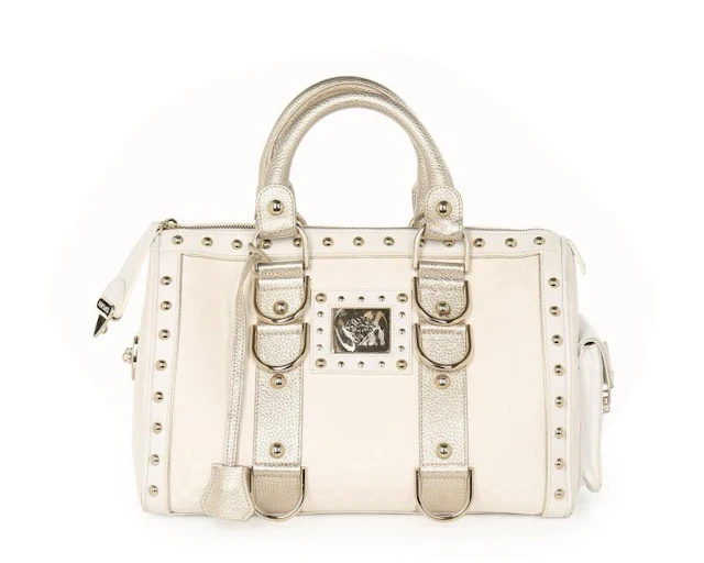 A Versace 'Snap Out Of It' white and metallic leather handbag, probably 200