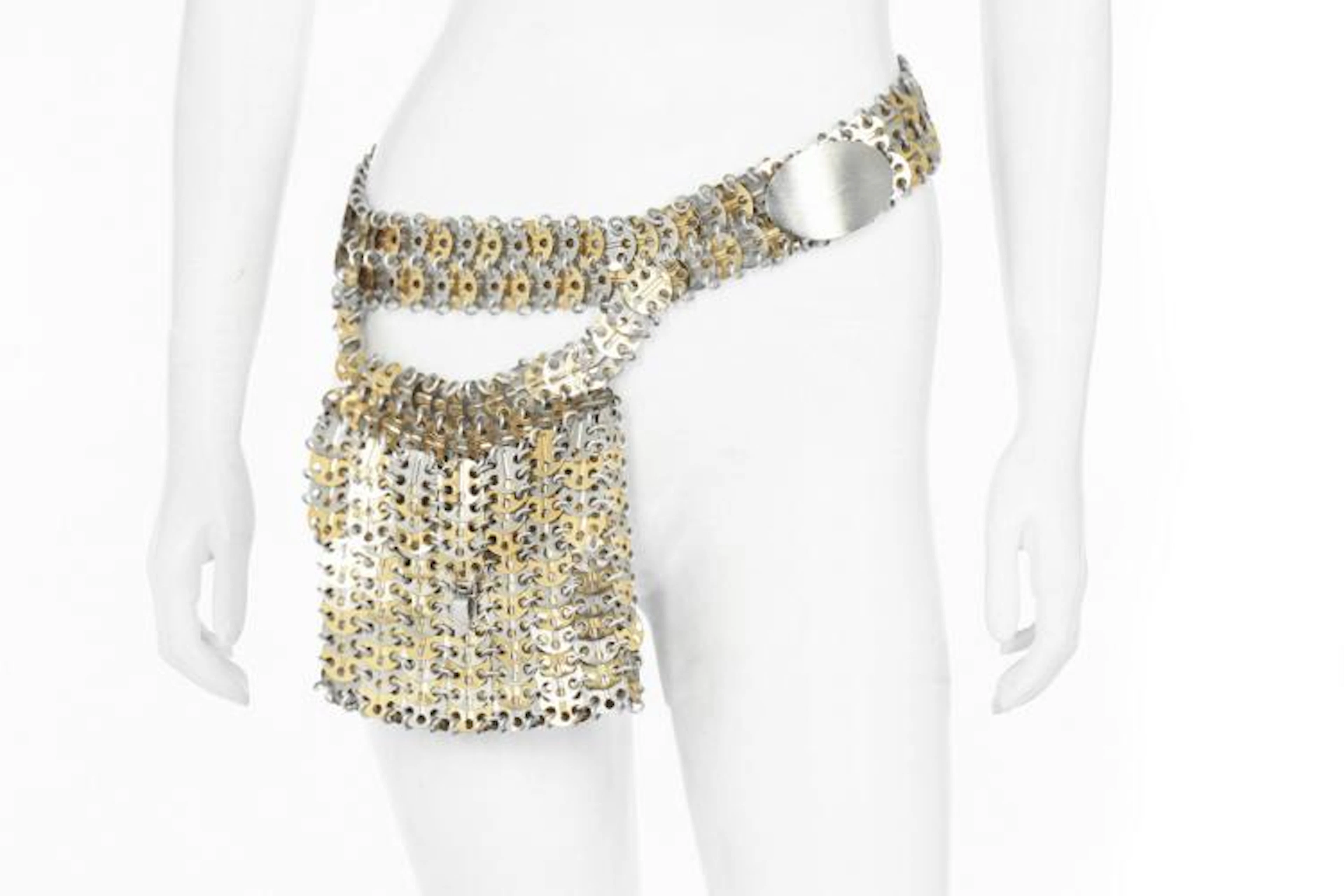 A Paco Rabanne chainmail belt-bag, late 1960s, un-signed, with oval metal c