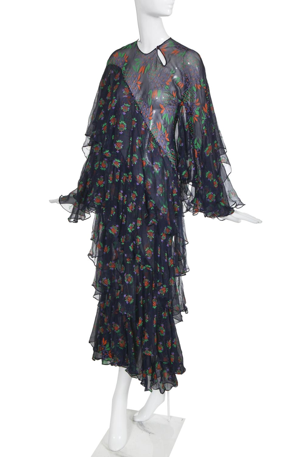 A good Ossie Clark/Celia Birtwell 'Ziggy Stardust' printed chiffon dress, 1970s