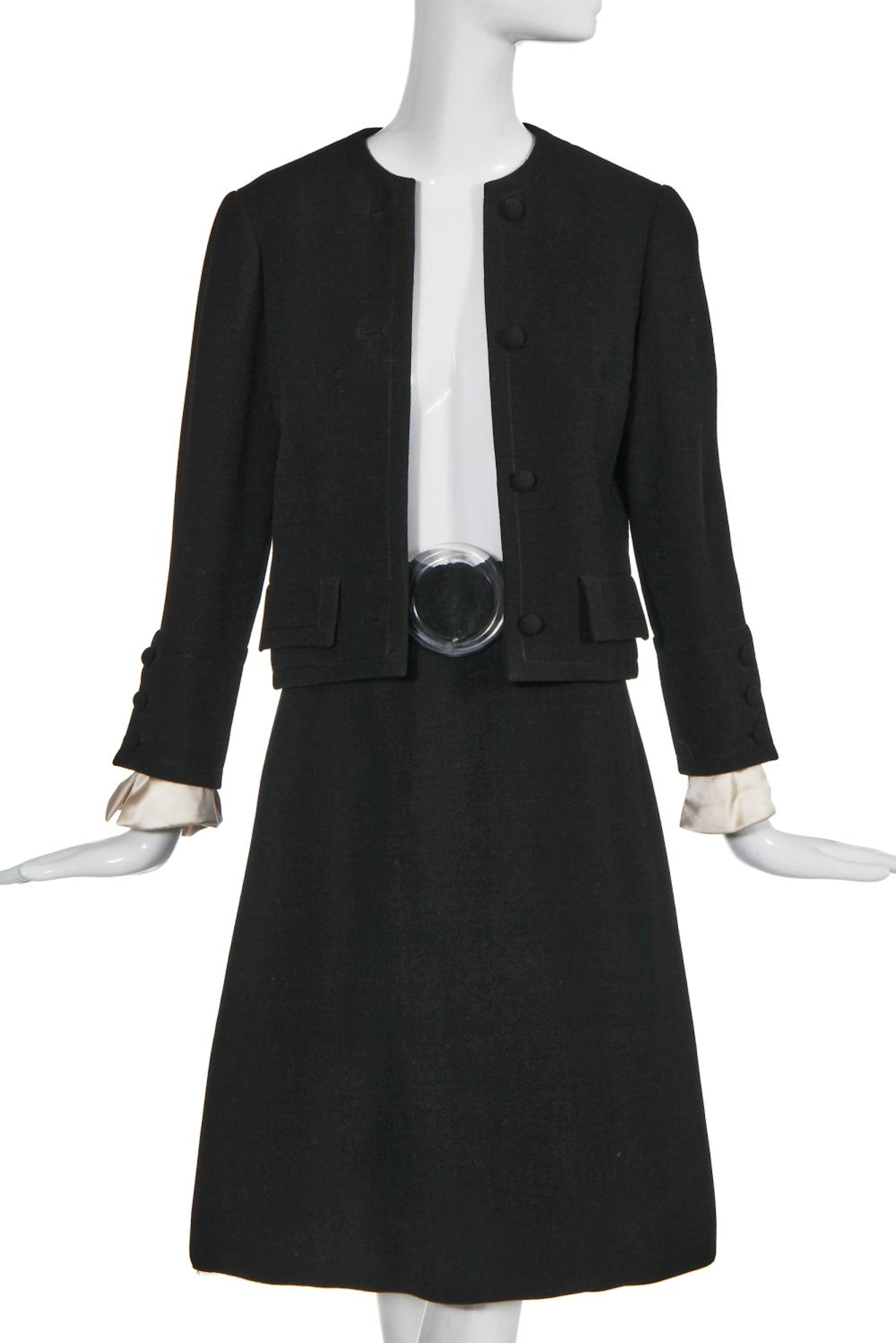 A Christian Dior by Marc Bohan black crêpe suit, Autumn-Winter 1967-68