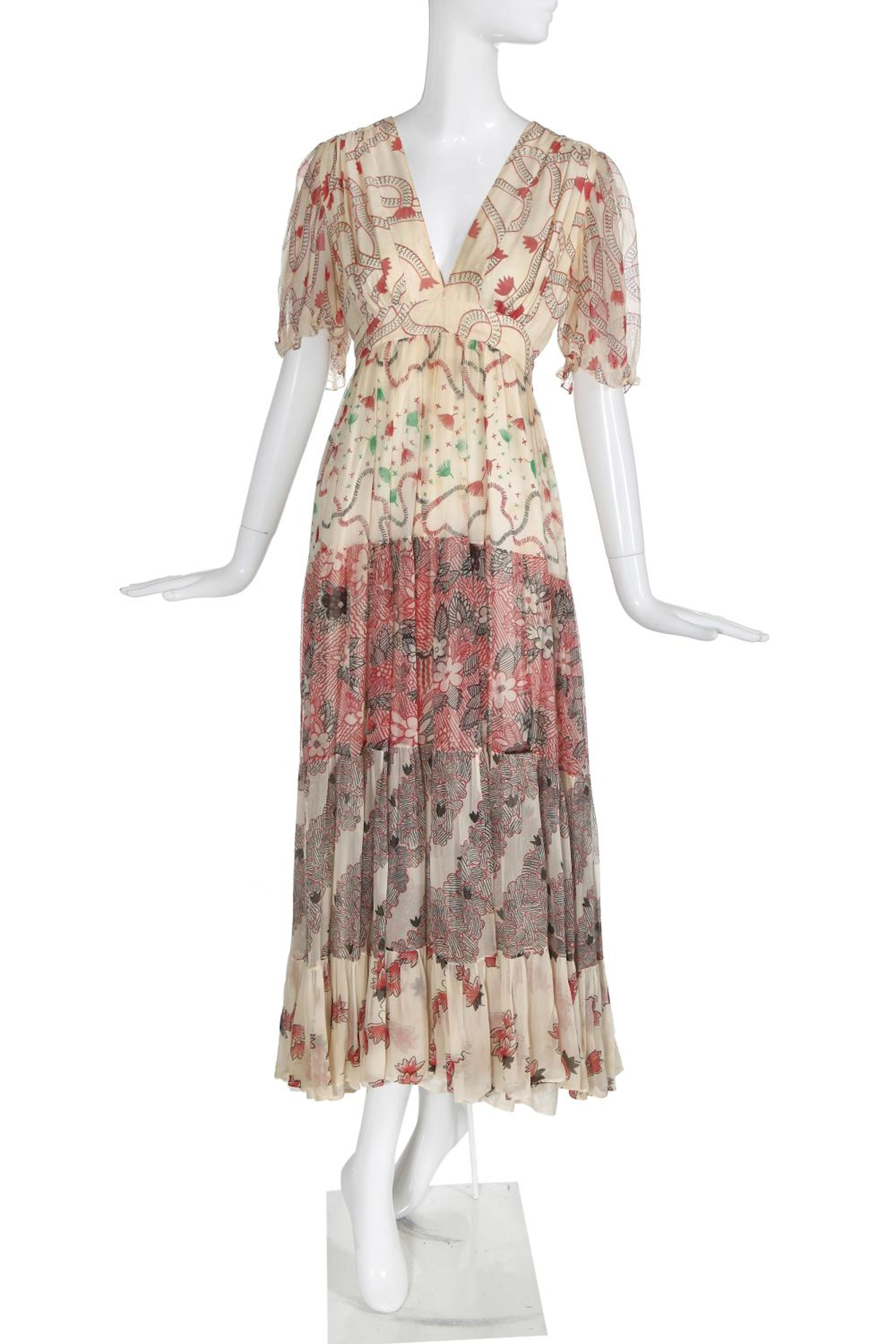 An Ossie Clark printed chiffon dress, early 1970s