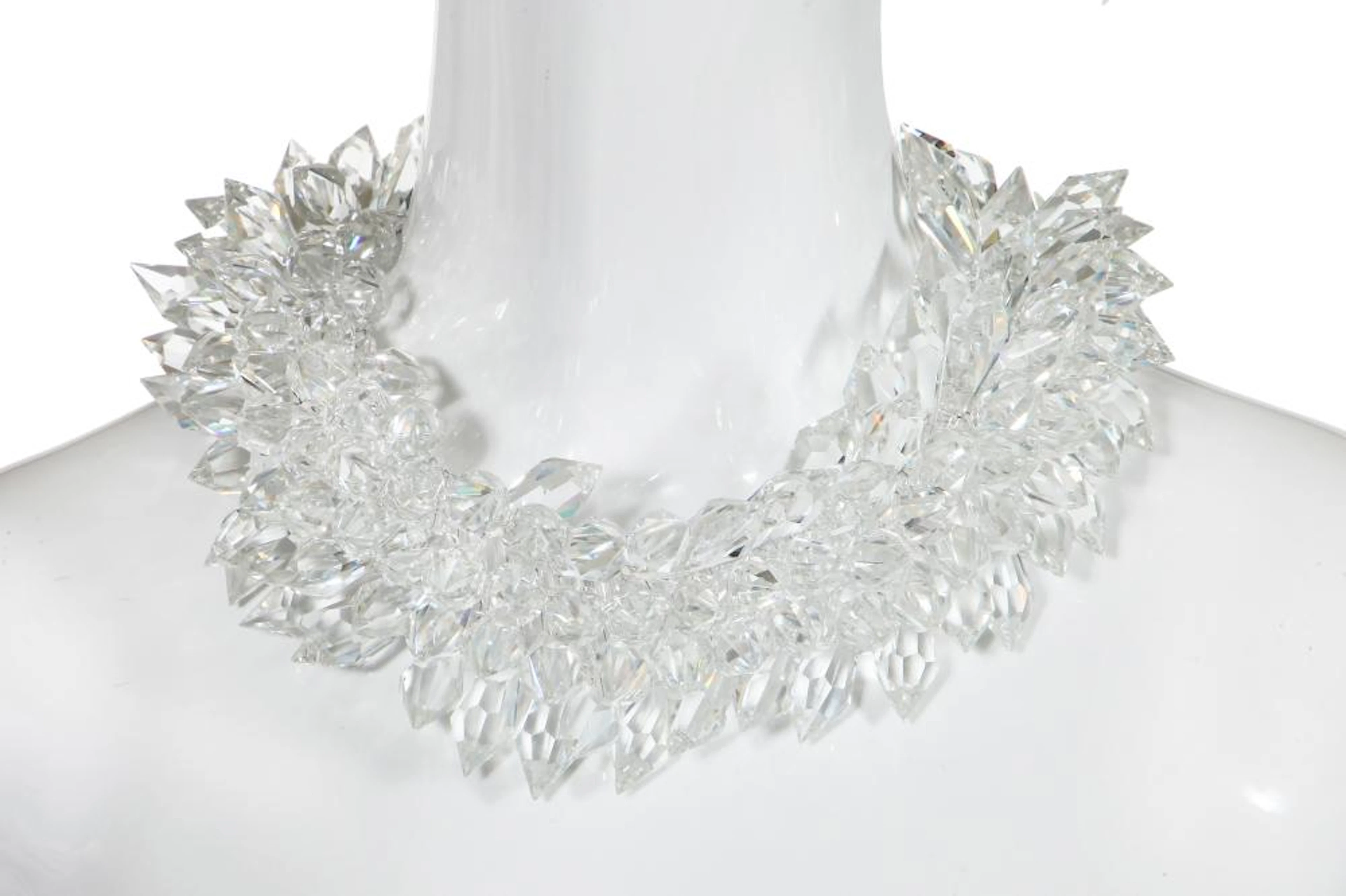 A choker necklace and matching bracelet of clear cut-glass