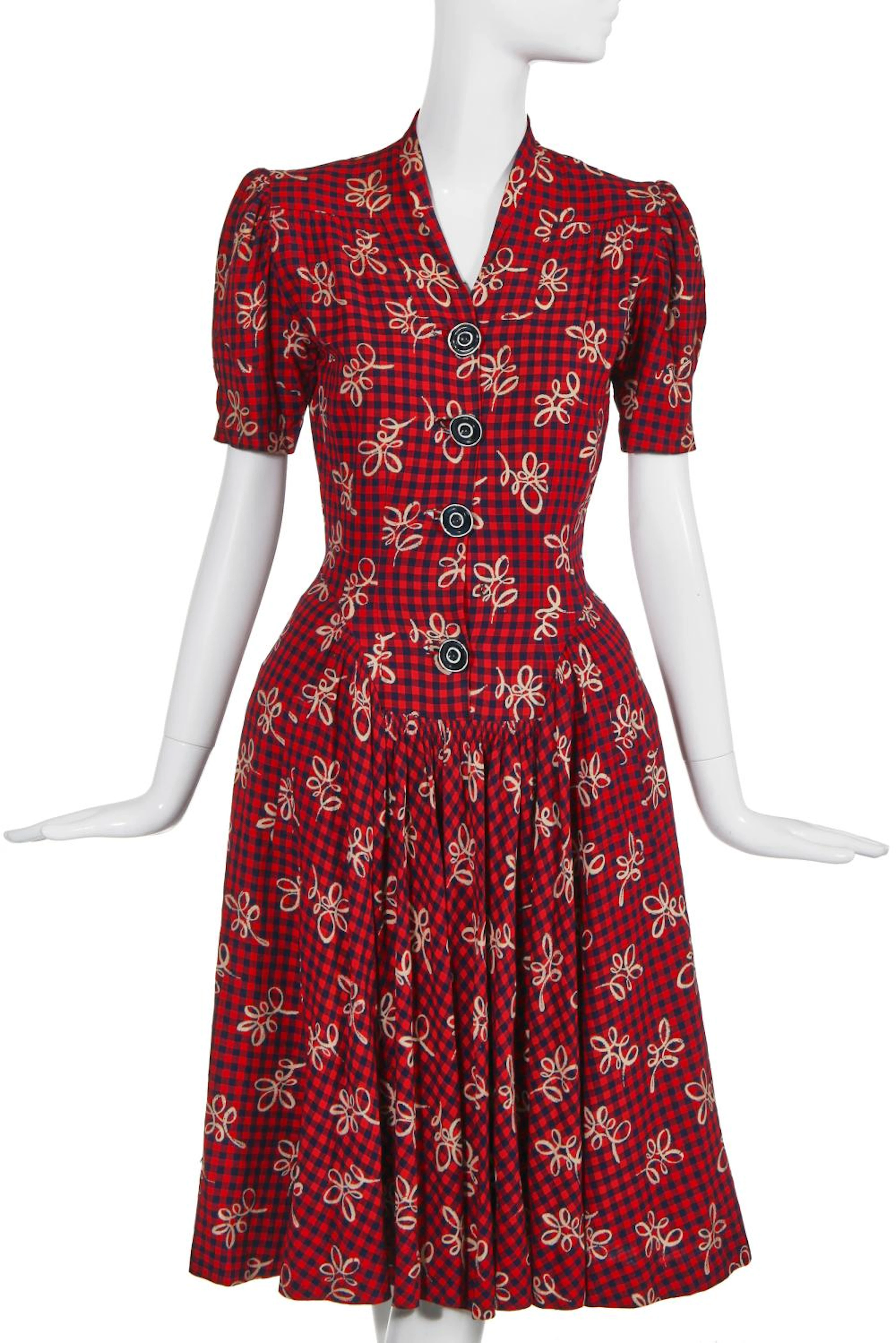 A rare Schiaparelli couture day dress, late 1930s-early 1940s,