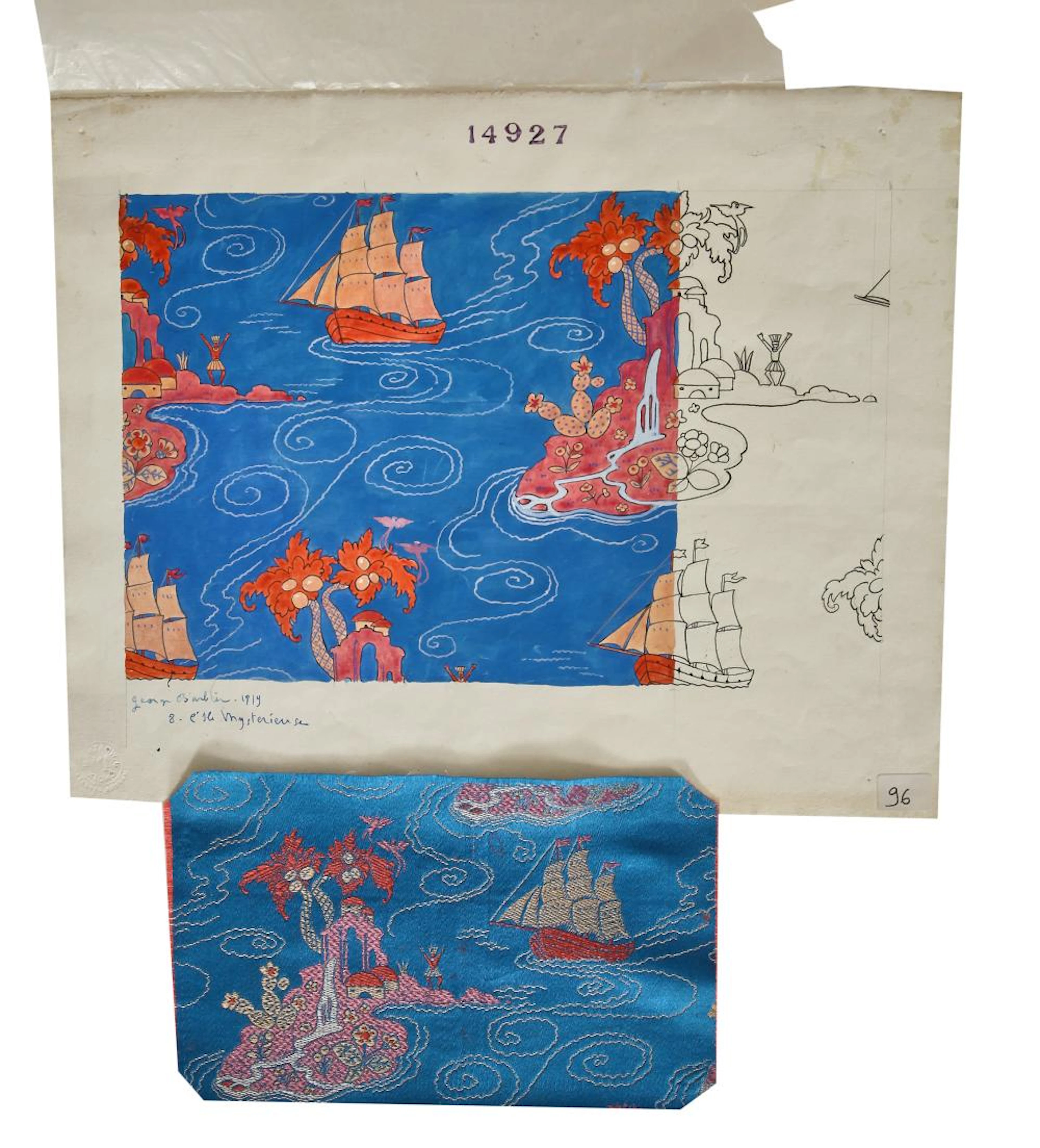 George Barbier original design for 'L'isle Mysterieuse', 1919,