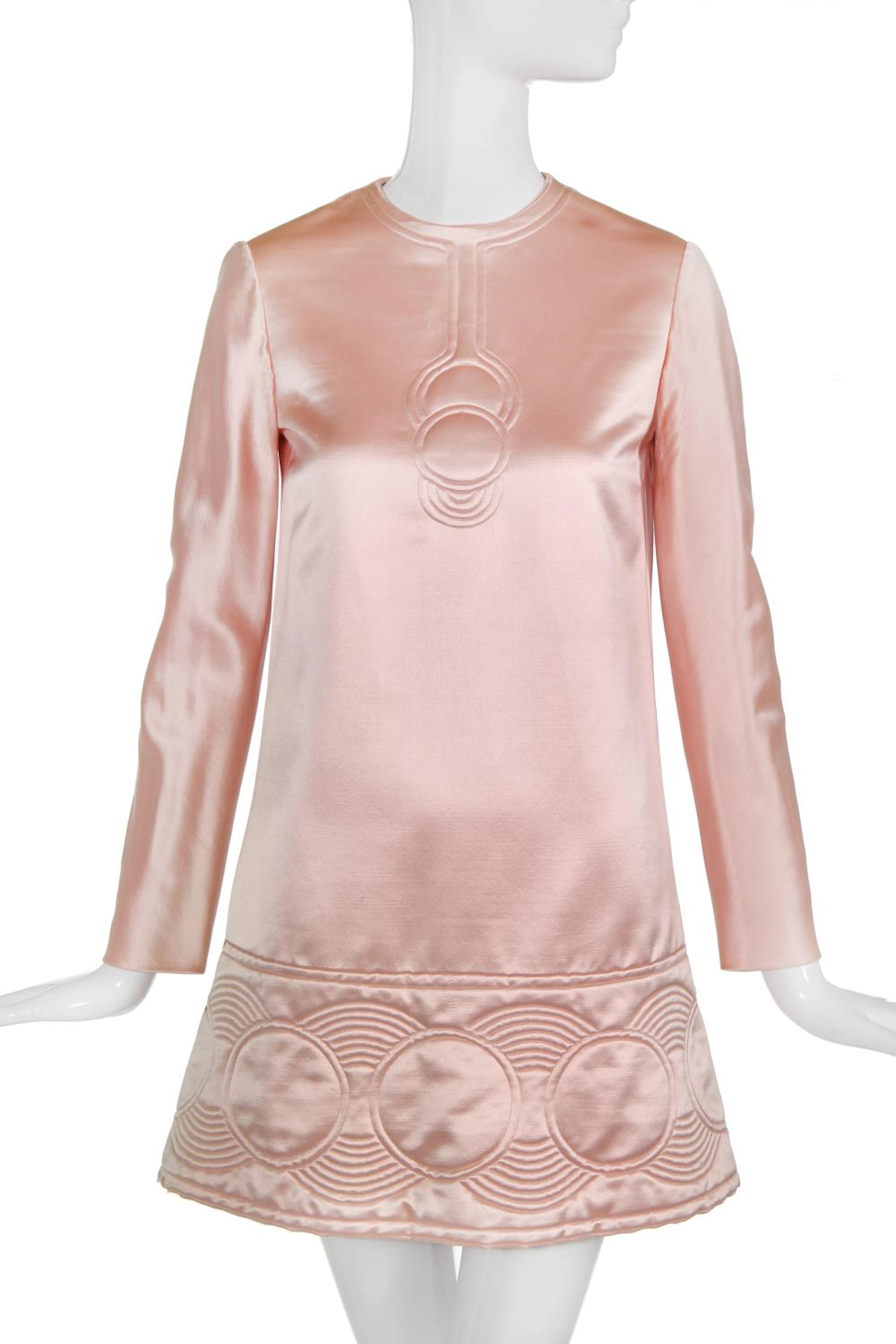 A Pierre Cardin quilted pink satin mini-dress, 1969